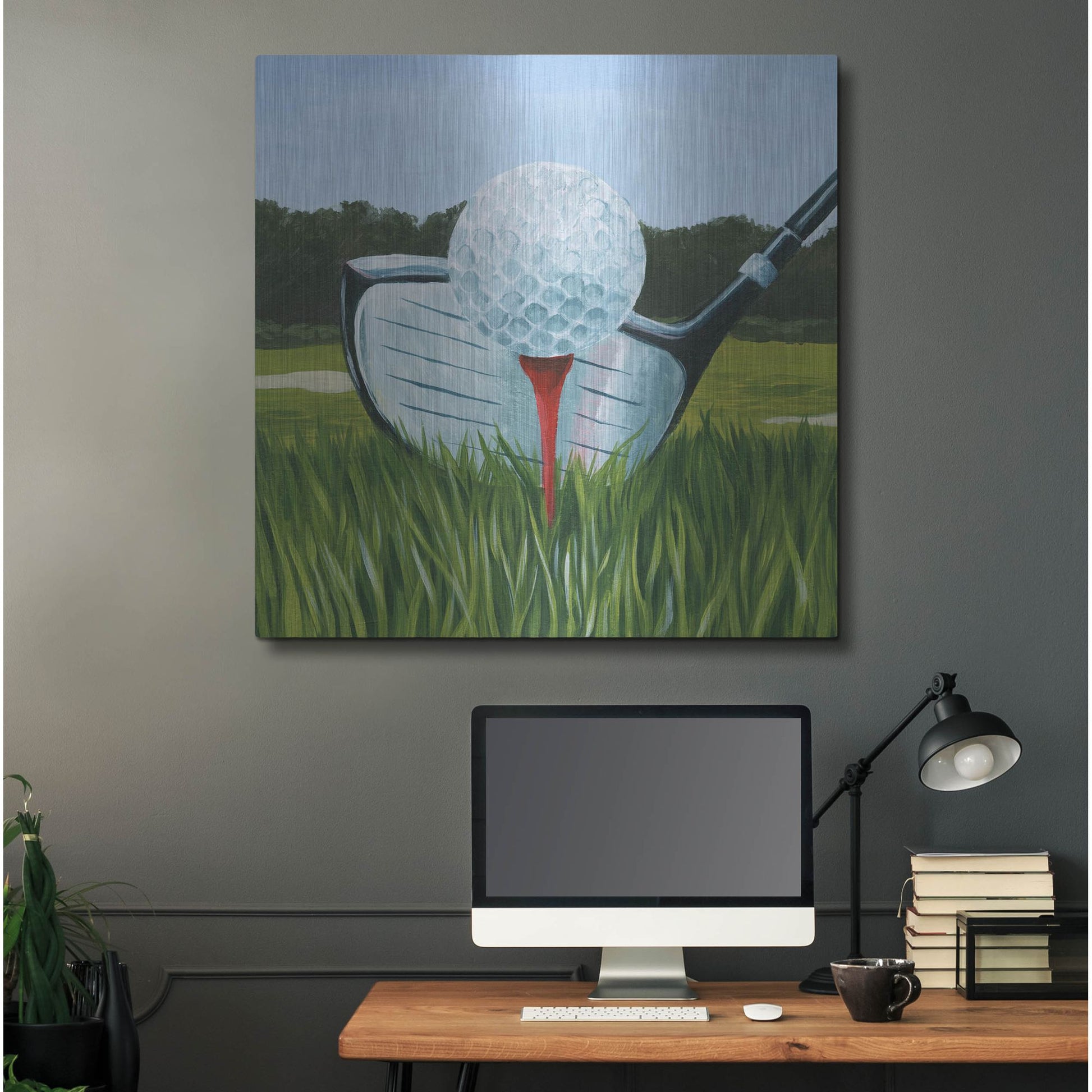 Luxe Metal Art 'Tee Off I' by Grace Popp, Metal Wall Art,36x36