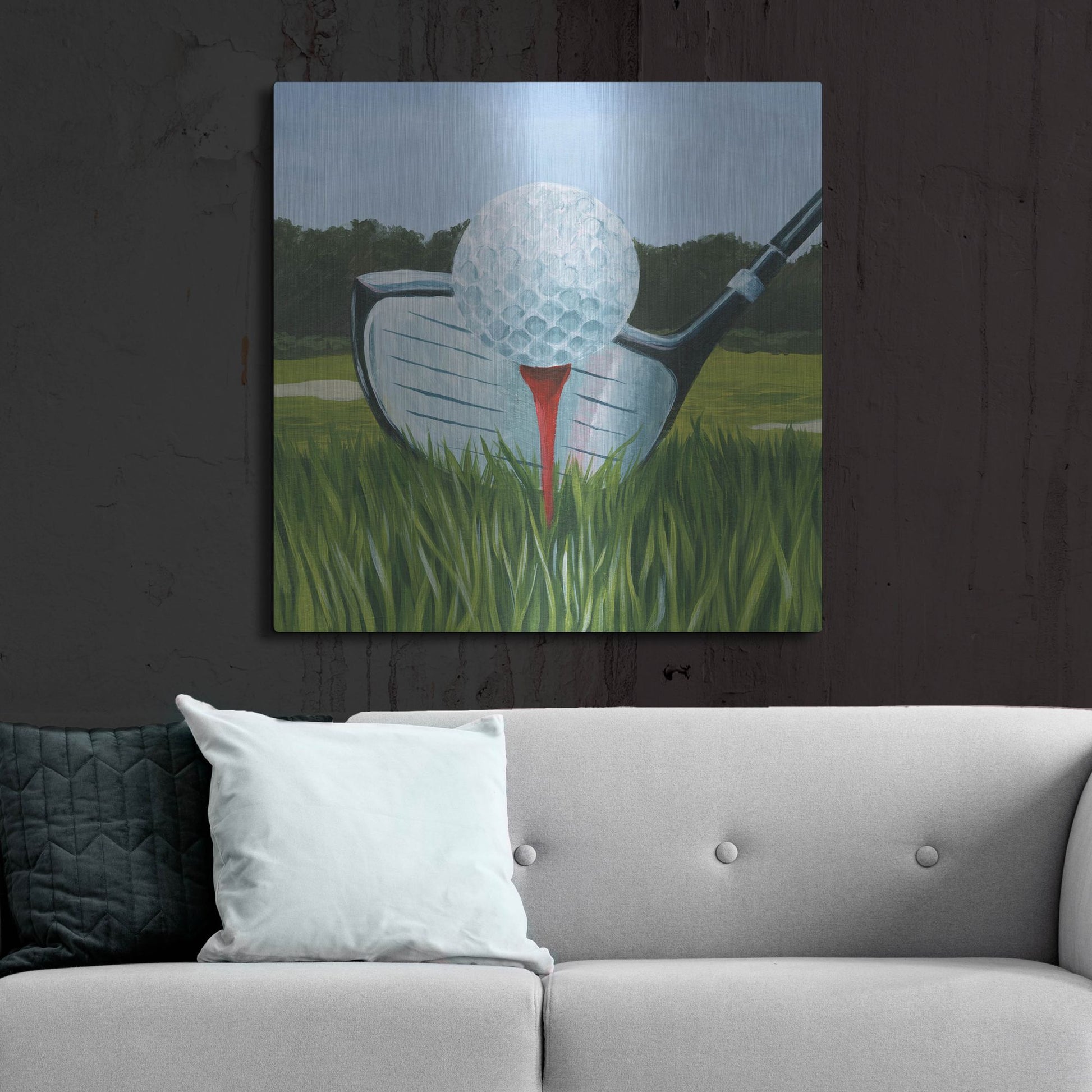 Luxe Metal Art 'Tee Off I' by Grace Popp, Metal Wall Art,36x36