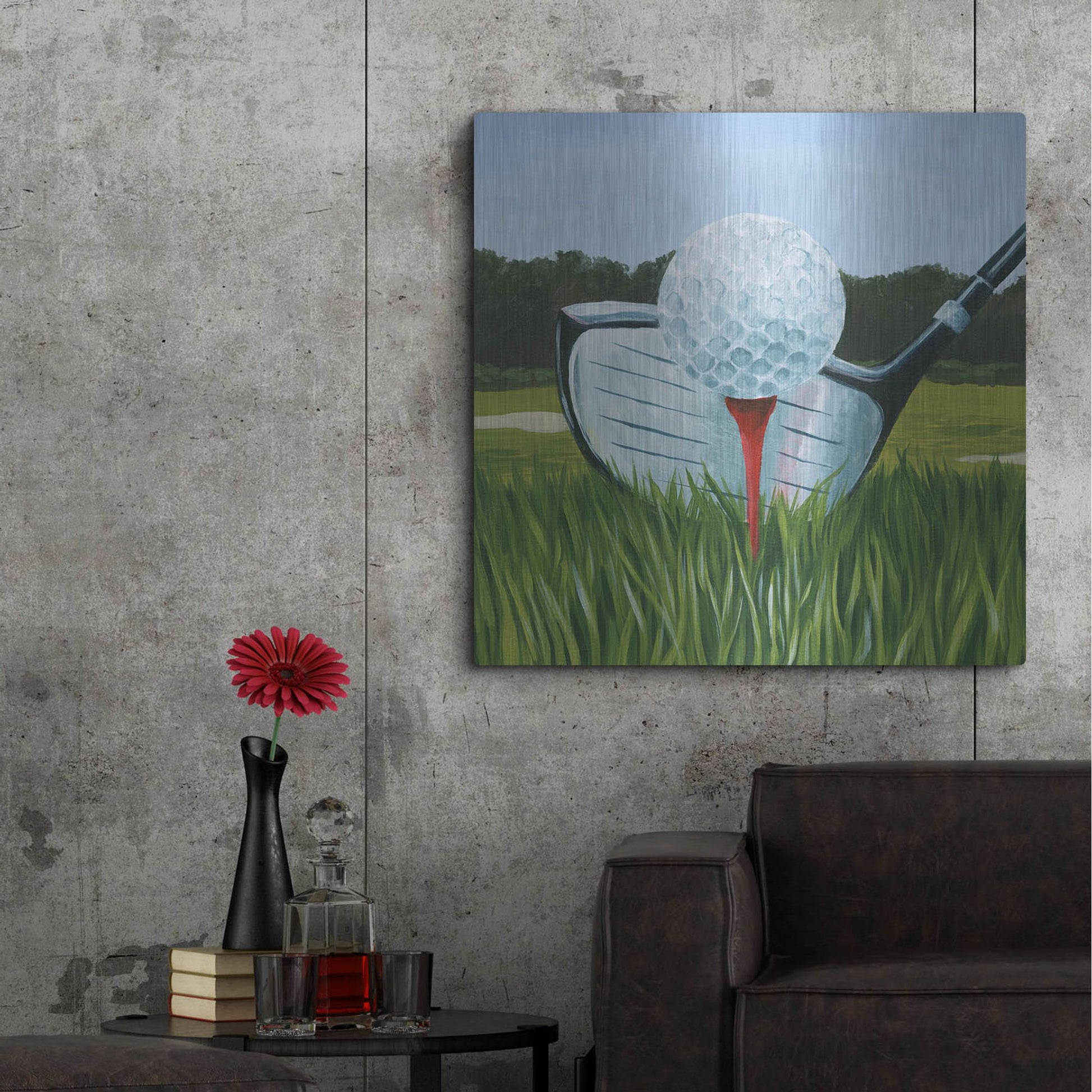 Luxe Metal Art 'Tee Off I' by Grace Popp, Metal Wall Art,36x36