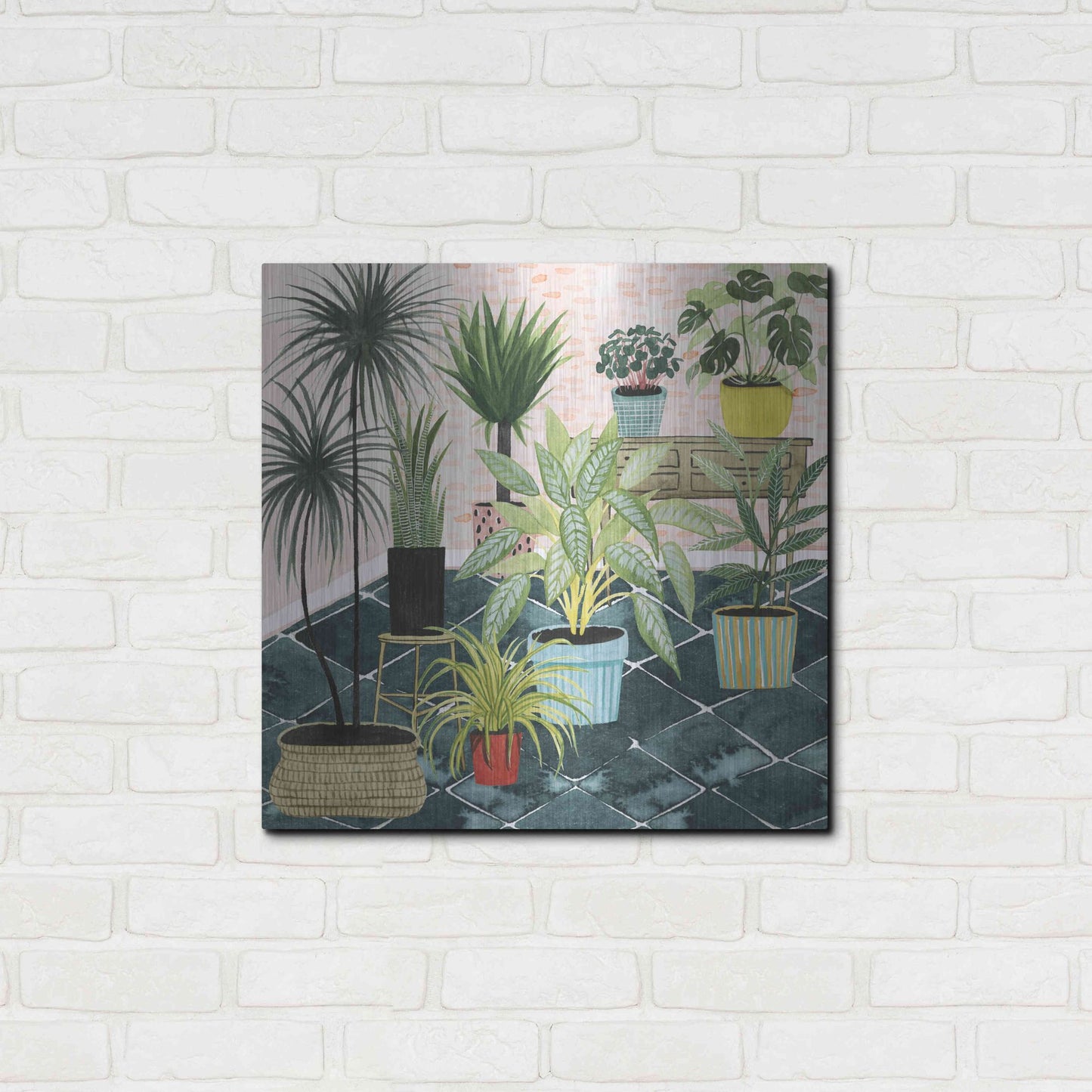 Luxe Metal Art 'Modern Jungle II' by Grace Popp, Metal Wall Art,24x24