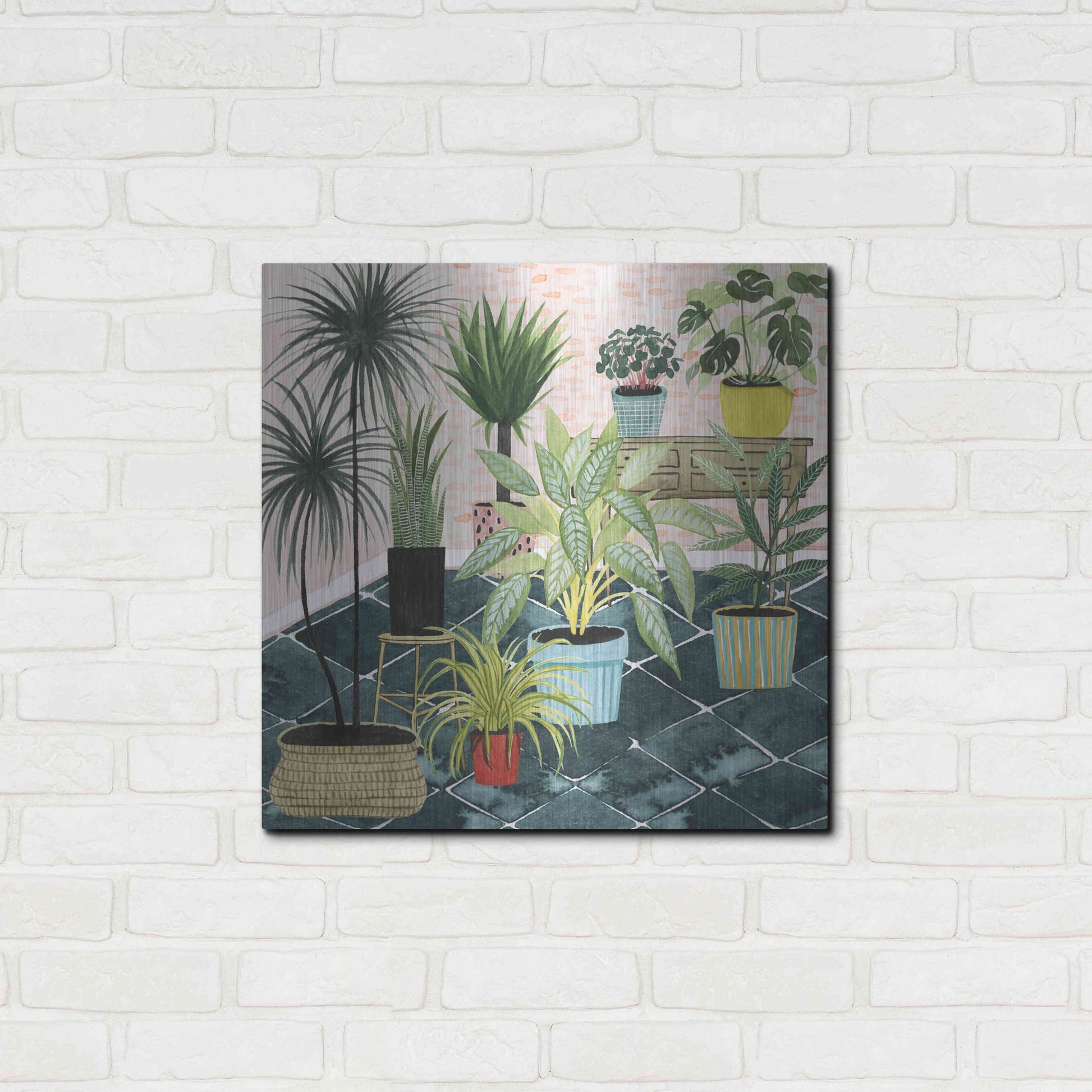 Luxe Metal Art 'Modern Jungle II' by Grace Popp, Metal Wall Art,24x24