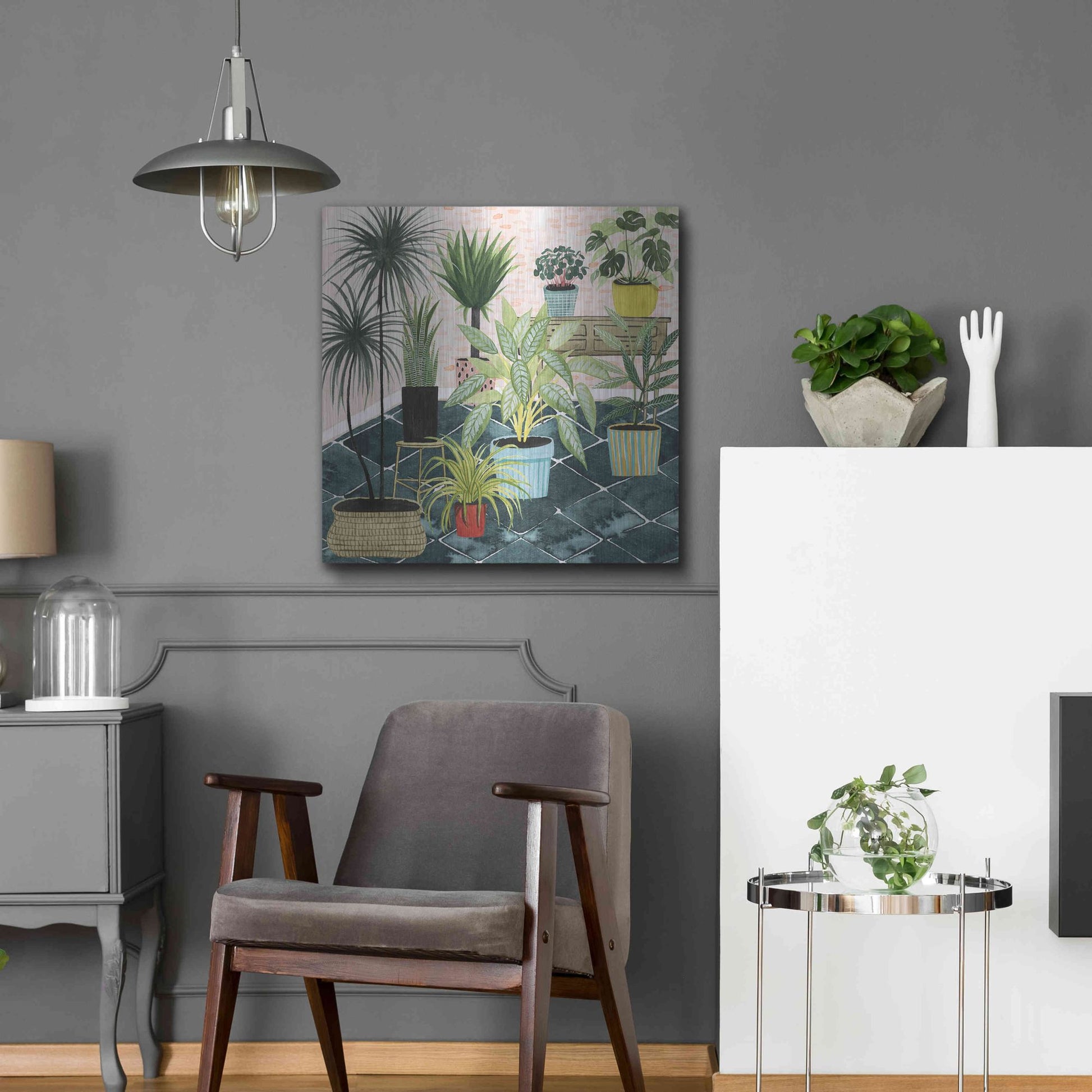 Luxe Metal Art 'Modern Jungle II' by Grace Popp, Metal Wall Art,24x24