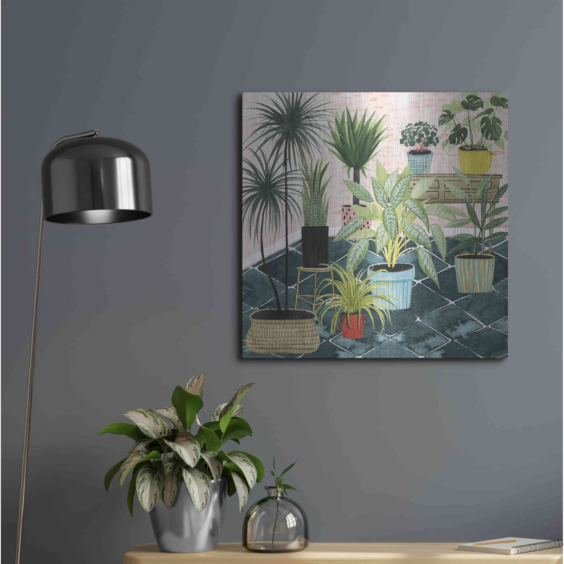 Luxe Metal Art 'Modern Jungle II' by Grace Popp, Metal Wall Art,24x24