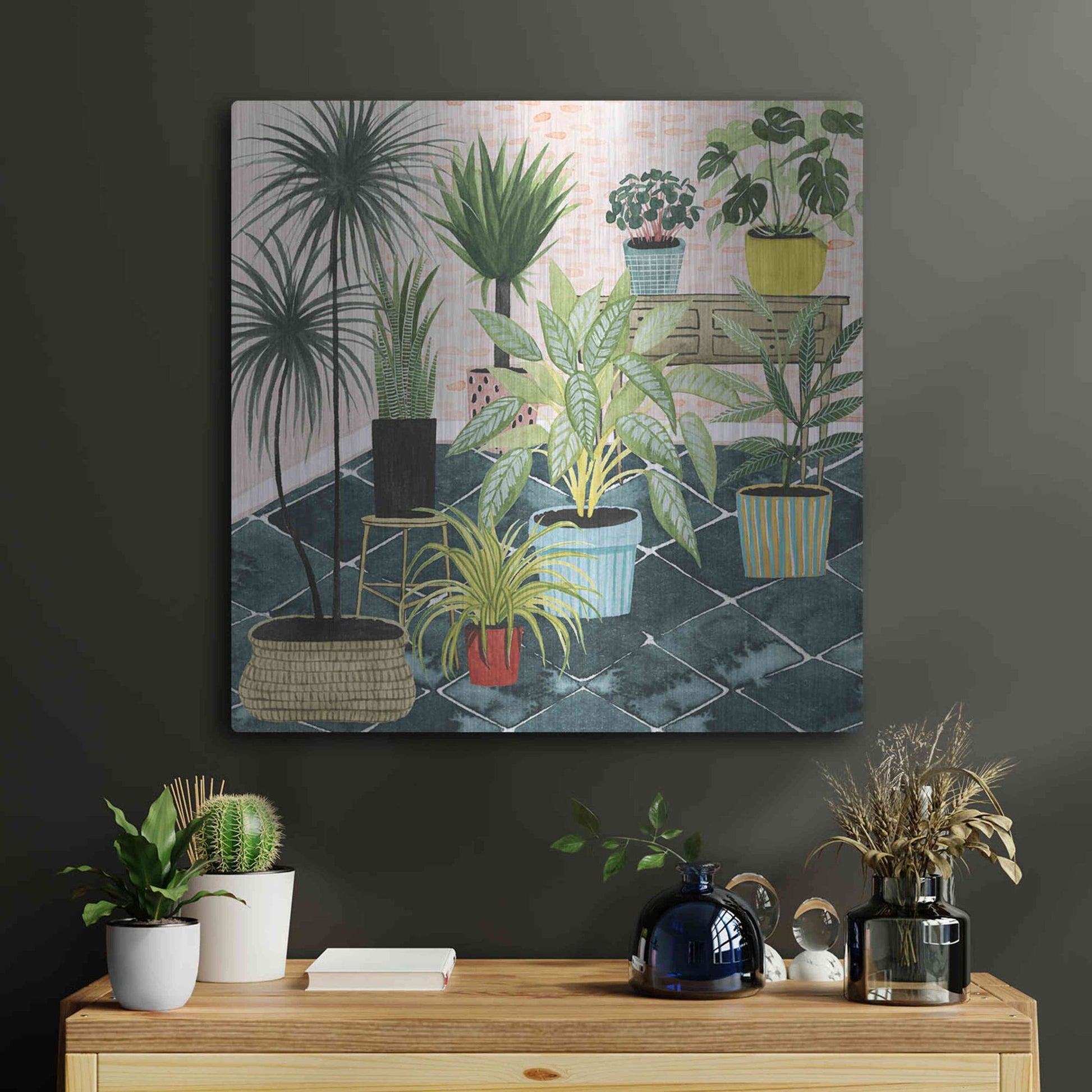 Luxe Metal Art 'Modern Jungle II' by Grace Popp, Metal Wall Art,24x24