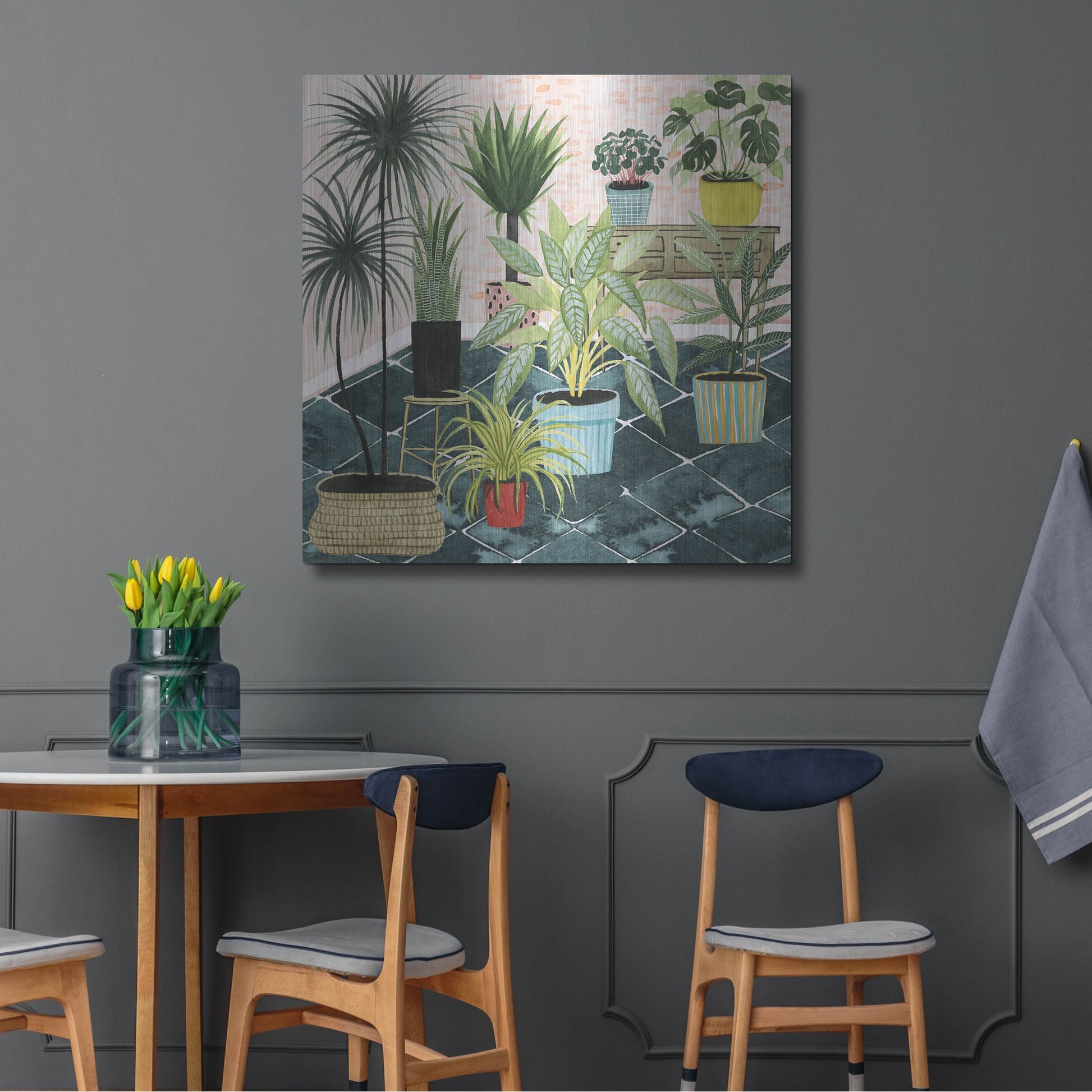 Luxe Metal Art 'Modern Jungle II' by Grace Popp, Metal Wall Art,36x36