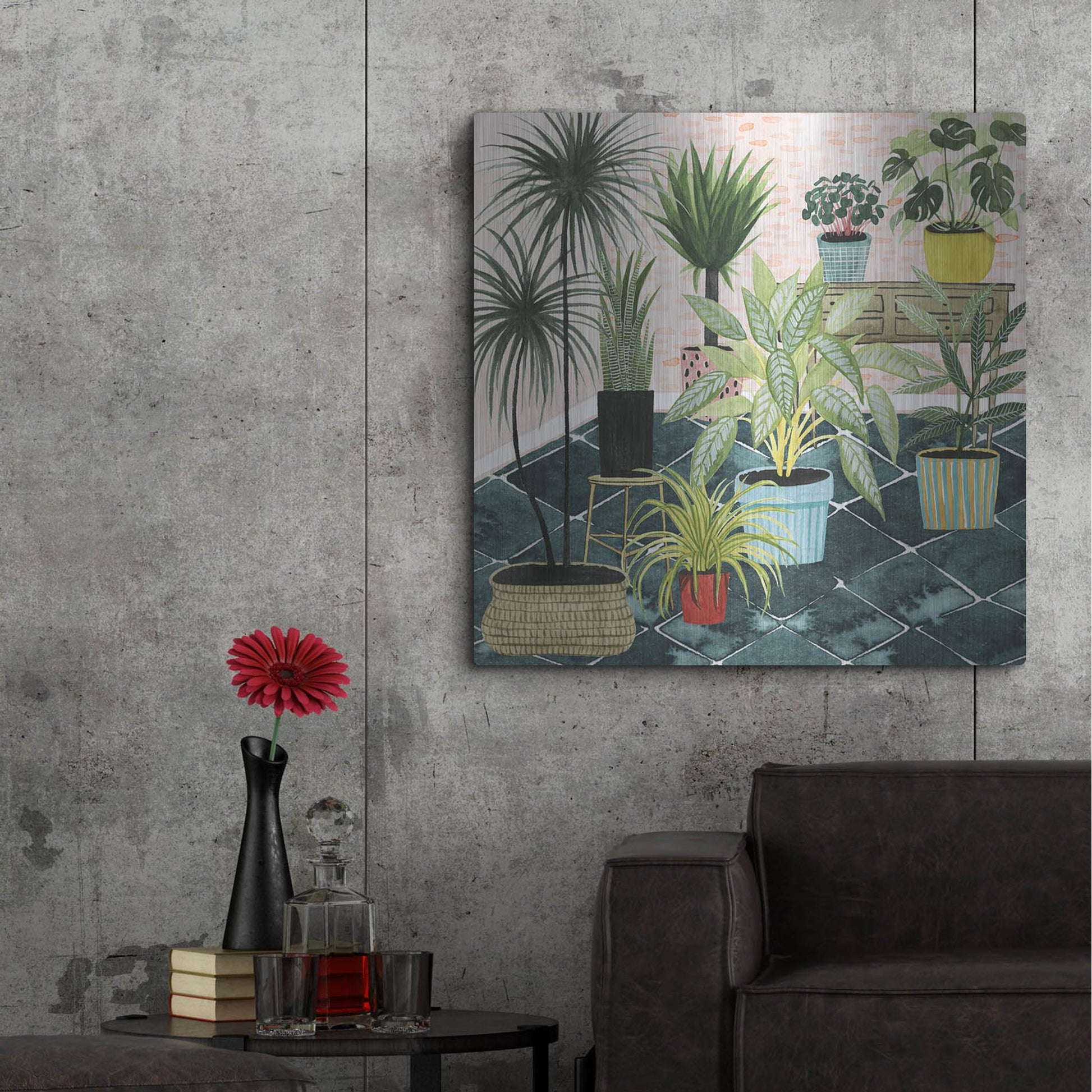 Luxe Metal Art 'Modern Jungle II' by Grace Popp, Metal Wall Art,36x36