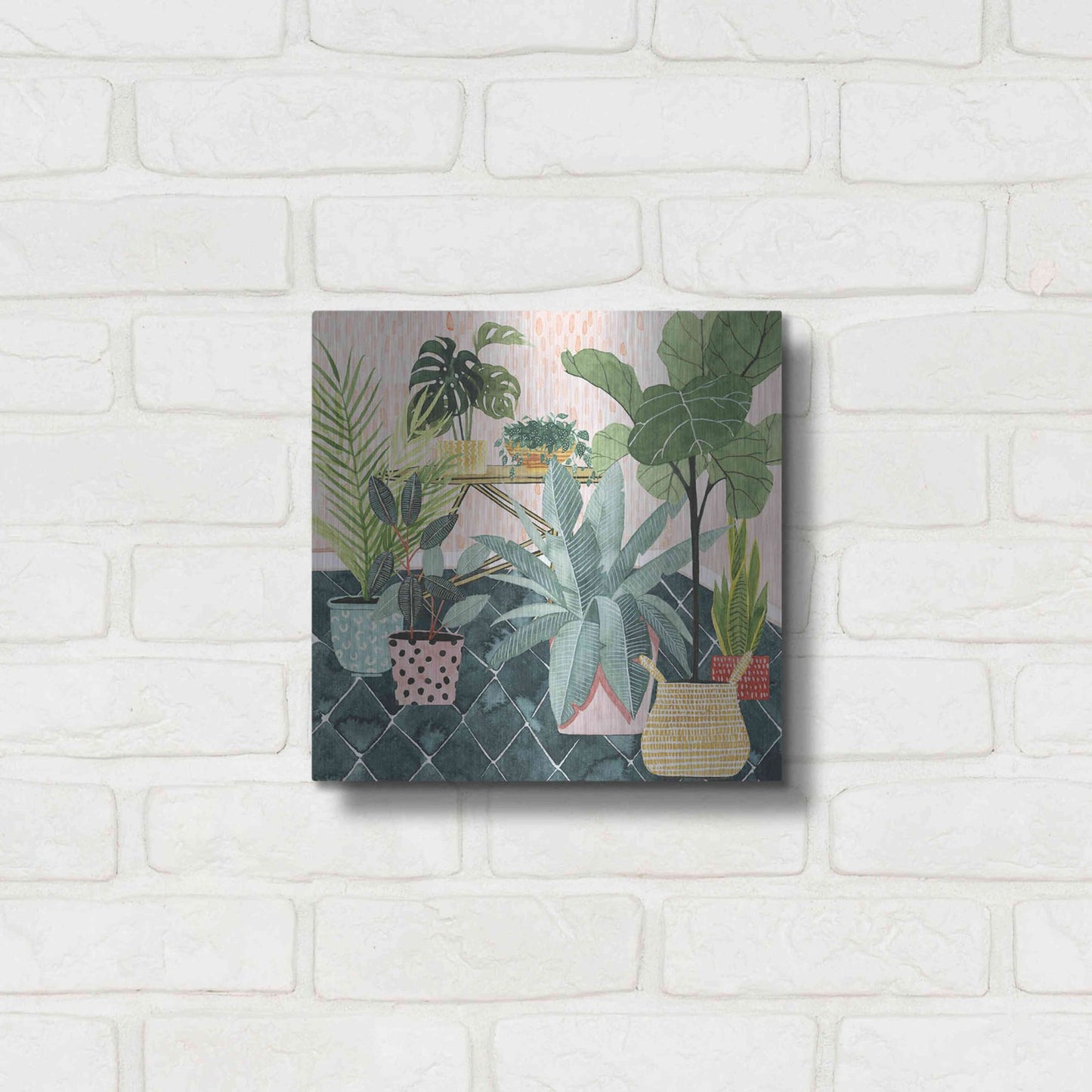 Luxe Metal Art 'Modern Jungle I' by Grace Popp, Metal Wall Art,12x12