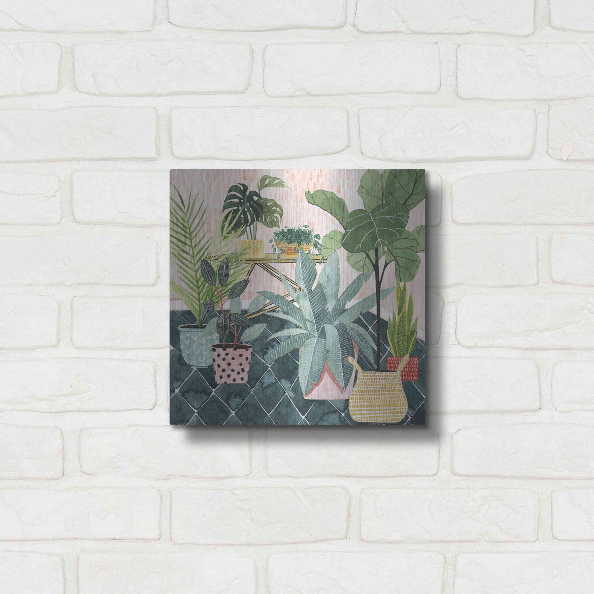 Luxe Metal Art 'Modern Jungle I' by Grace Popp, Metal Wall Art,12x12