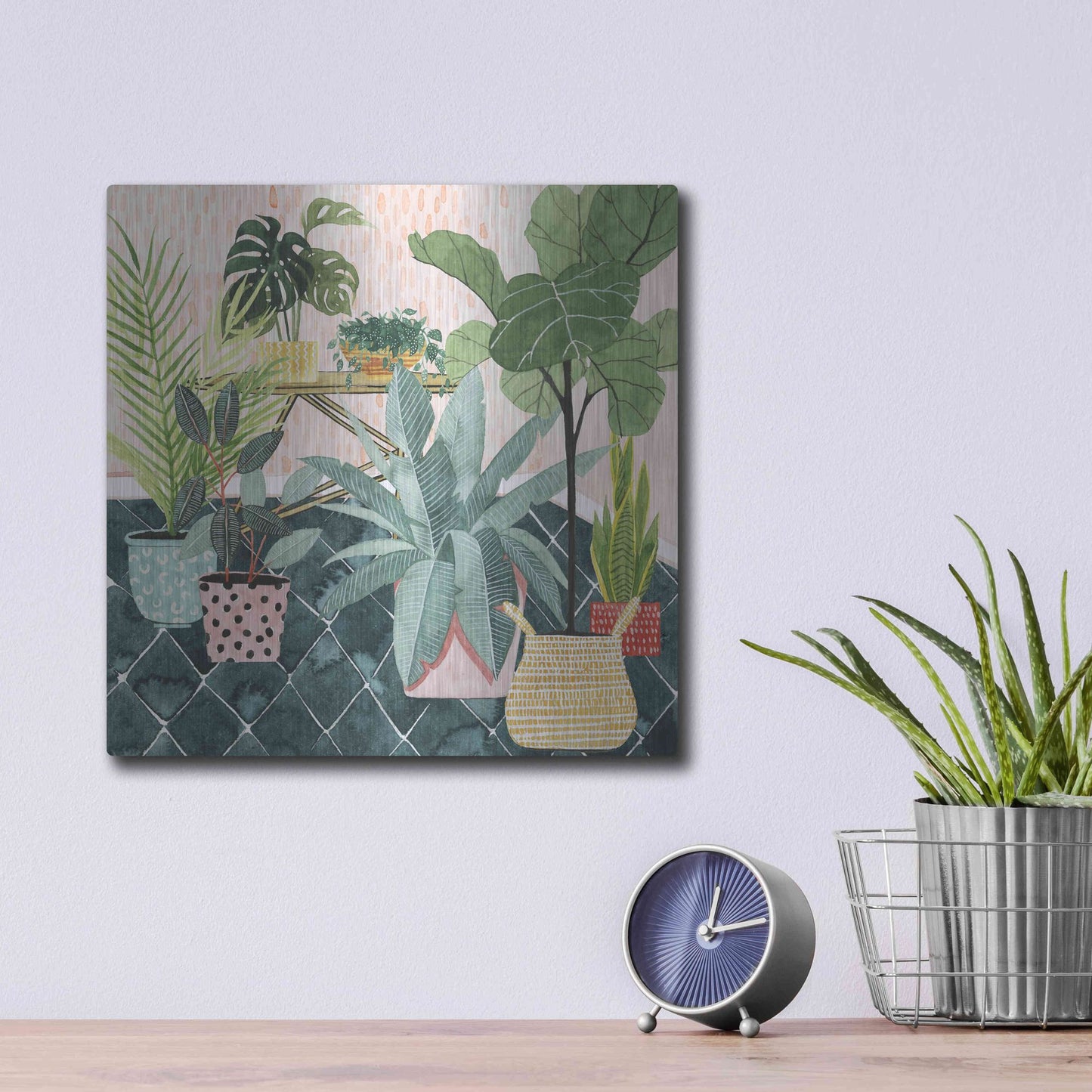 Luxe Metal Art 'Modern Jungle I' by Grace Popp, Metal Wall Art,12x12