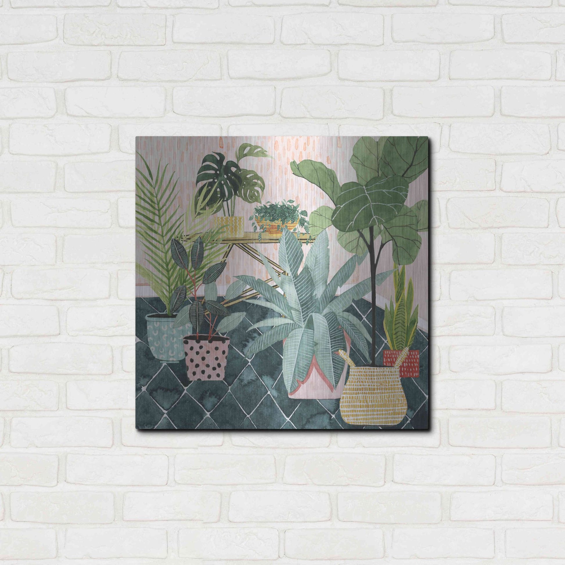 Luxe Metal Art 'Modern Jungle I' by Grace Popp, Metal Wall Art,24x24