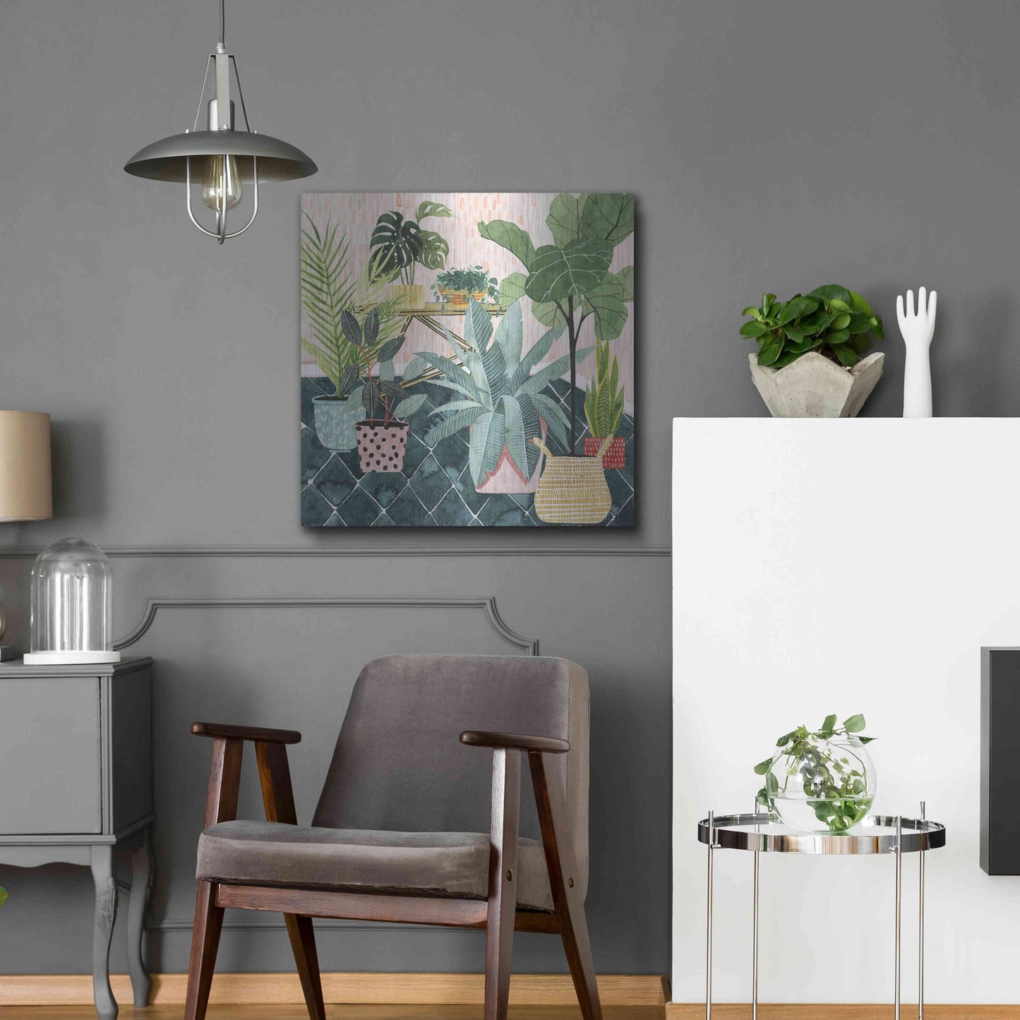 Luxe Metal Art 'Modern Jungle I' by Grace Popp, Metal Wall Art,24x24