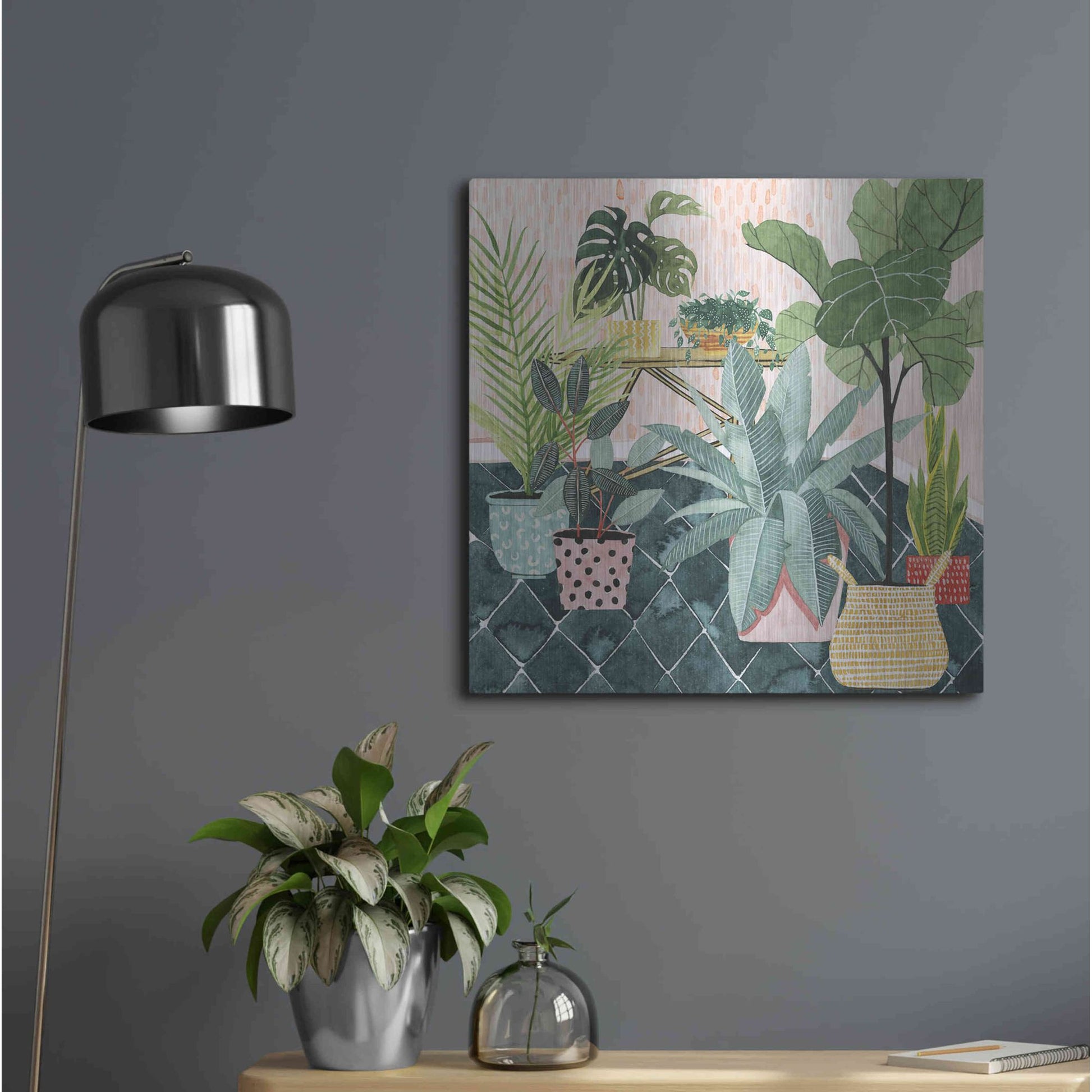 Luxe Metal Art 'Modern Jungle I' by Grace Popp, Metal Wall Art,24x24