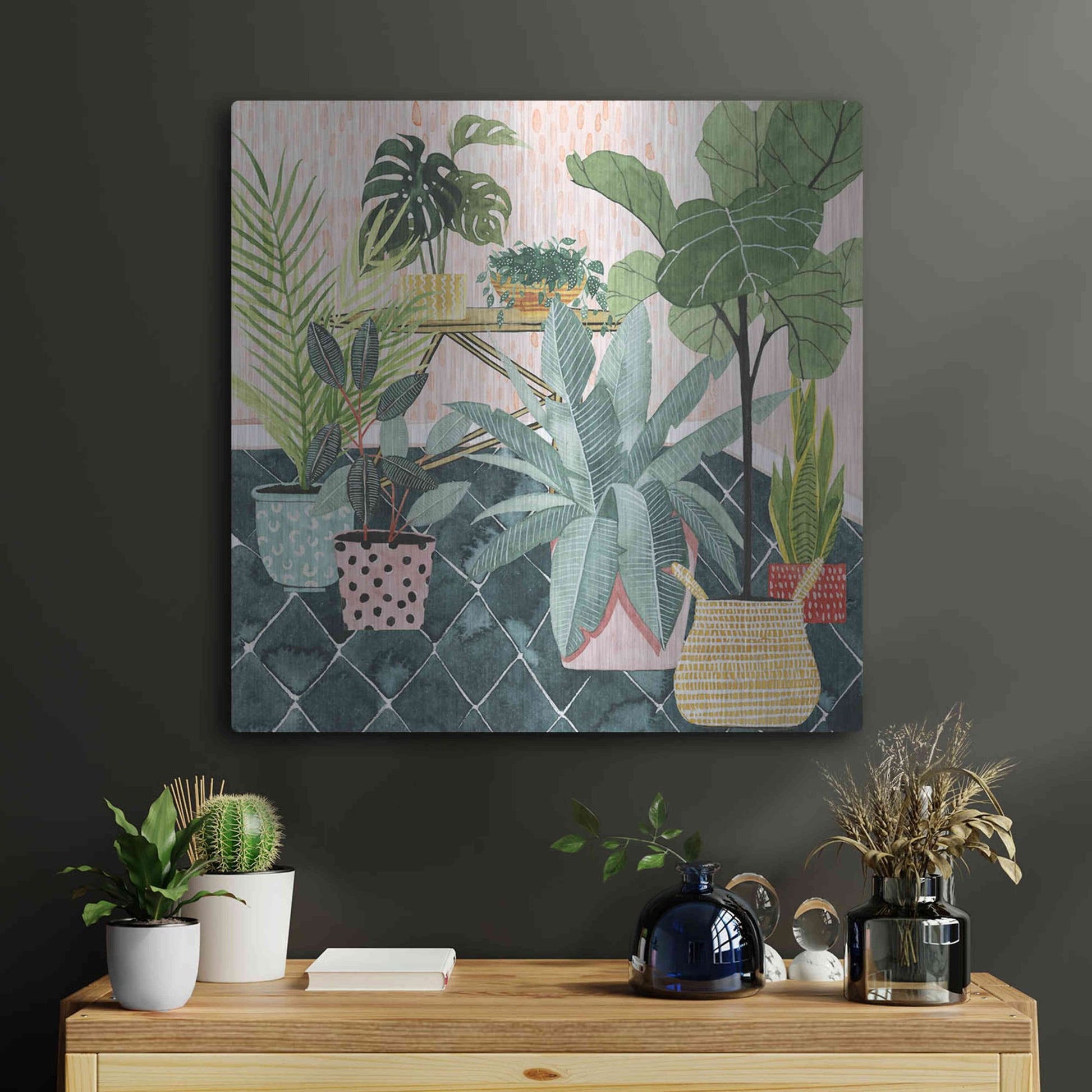 Luxe Metal Art 'Modern Jungle I' by Grace Popp, Metal Wall Art,24x24