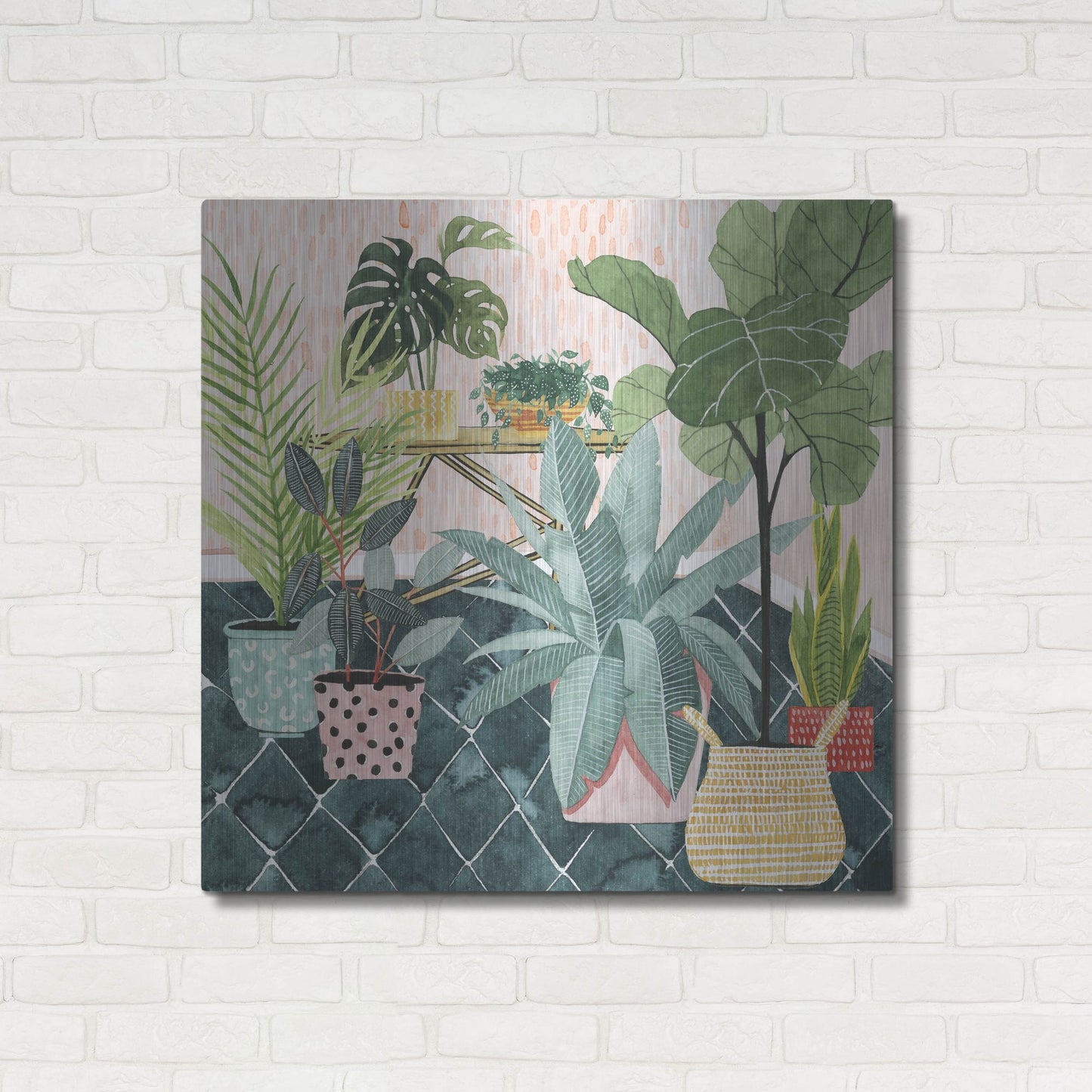 Luxe Metal Art 'Modern Jungle I' by Grace Popp, Metal Wall Art,36x36