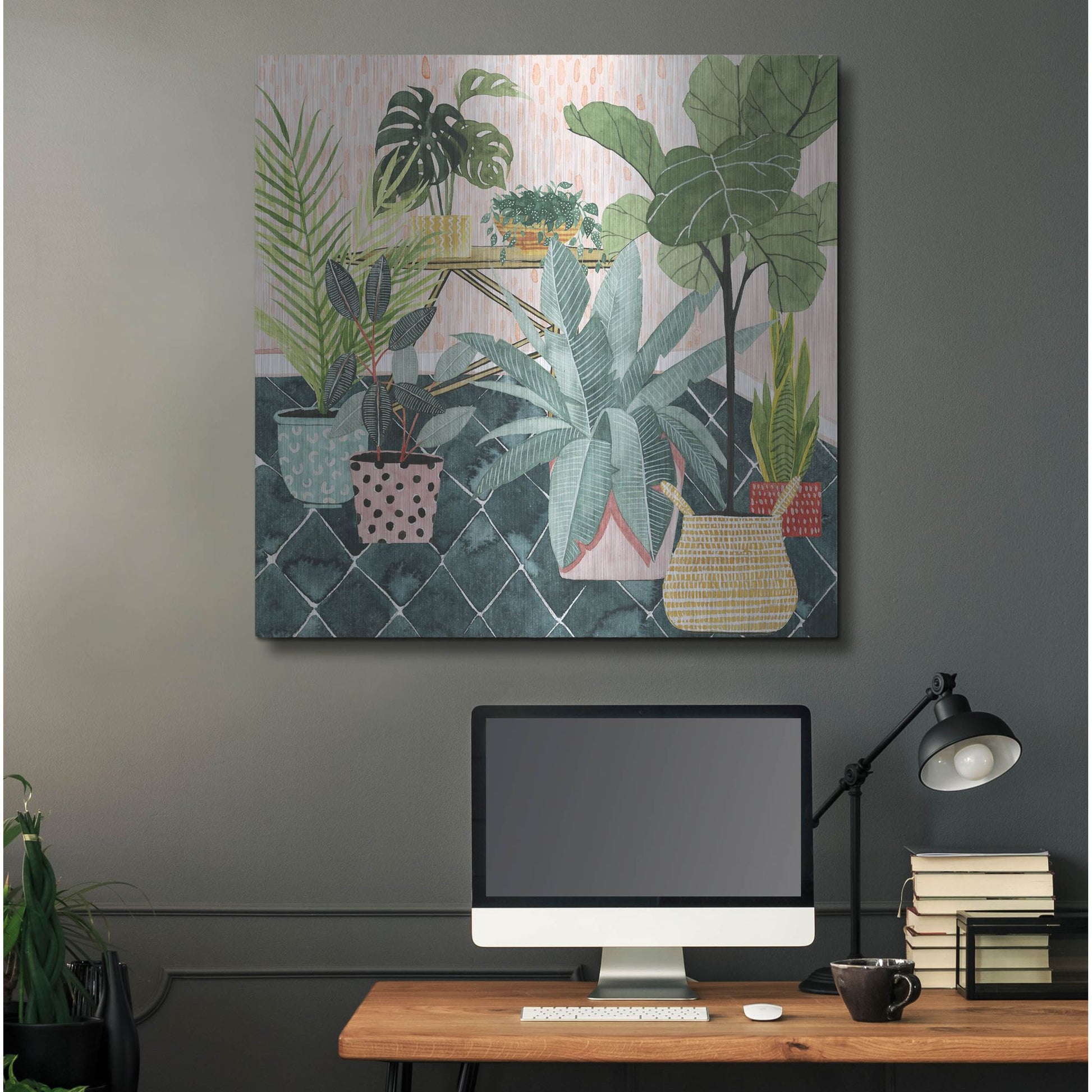 Luxe Metal Art 'Modern Jungle I' by Grace Popp, Metal Wall Art,36x36