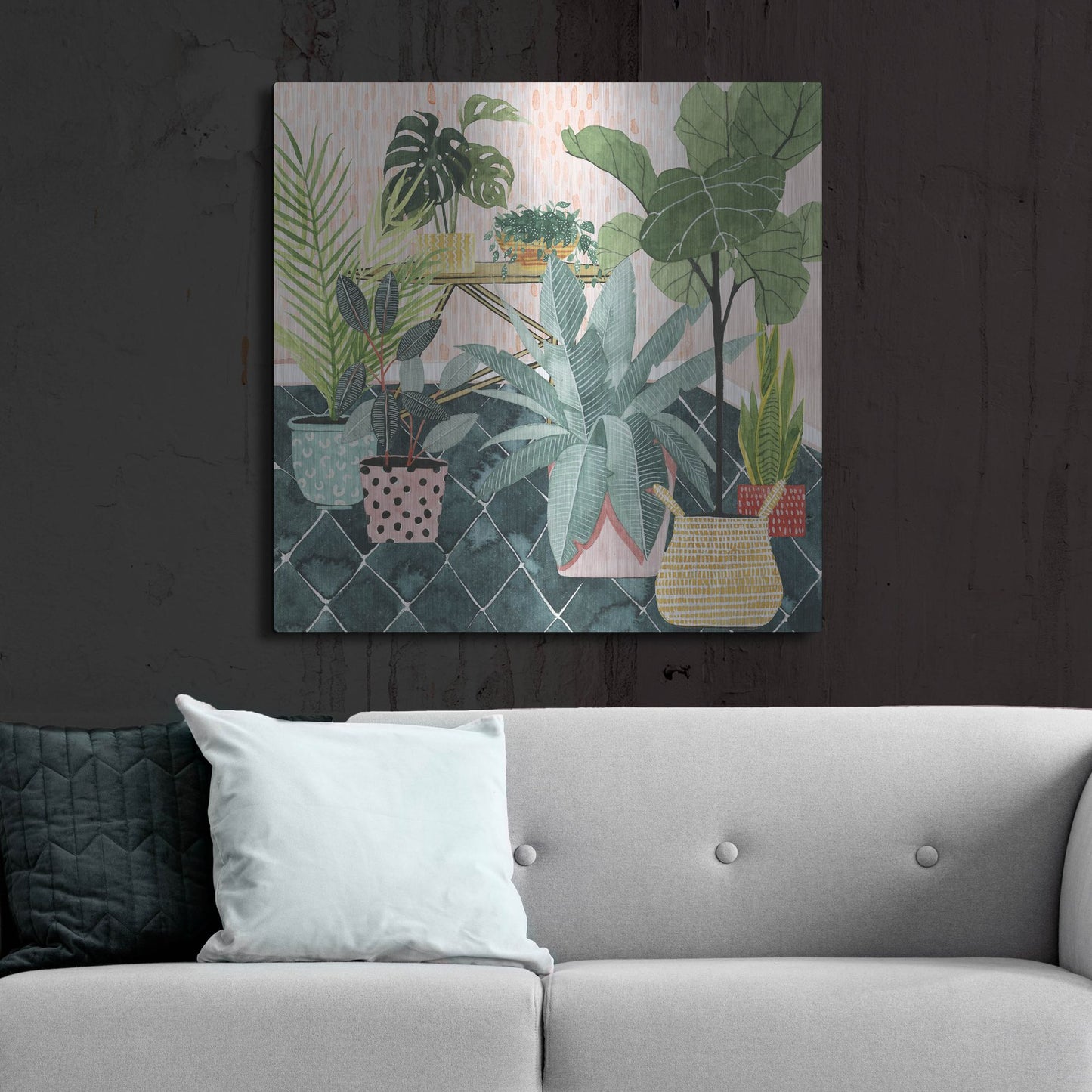 Luxe Metal Art 'Modern Jungle I' by Grace Popp, Metal Wall Art,36x36