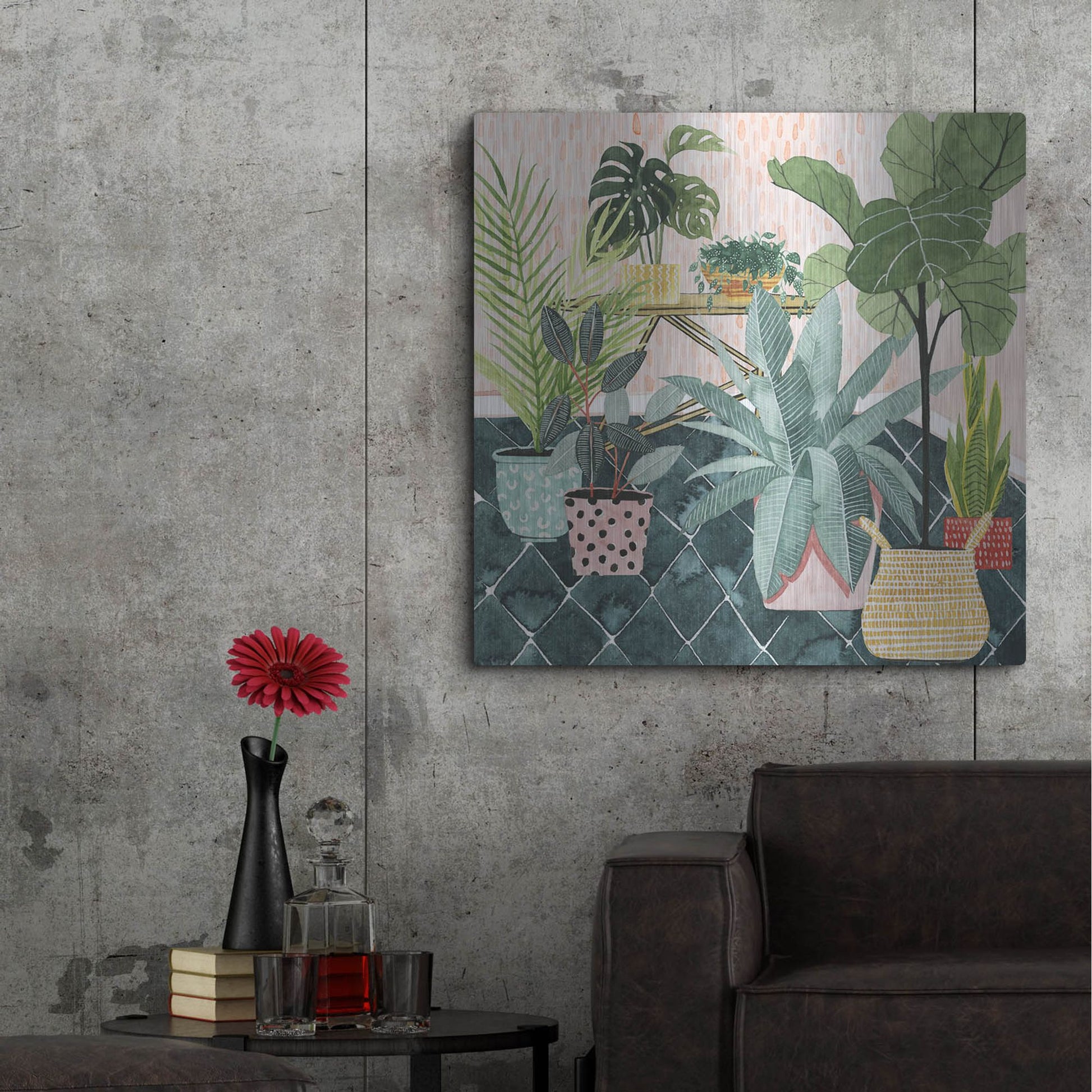 Luxe Metal Art 'Modern Jungle I' by Grace Popp, Metal Wall Art,36x36