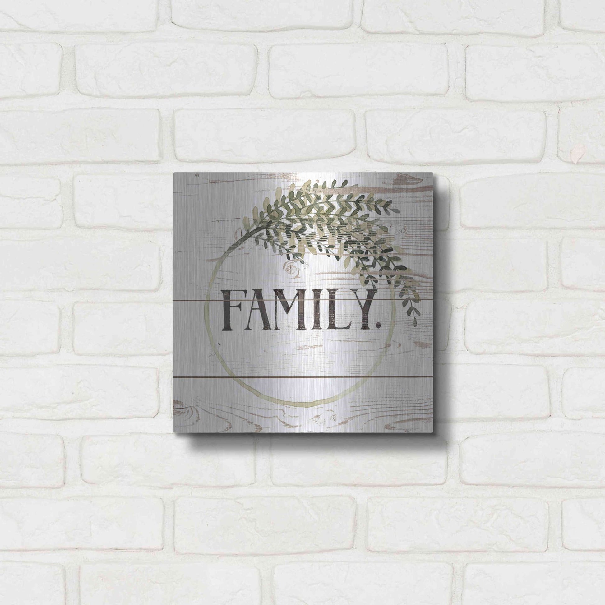 Luxe Metal Art 'Family Farmhouse II' by Grace Popp, Metal Wall Art,12x12