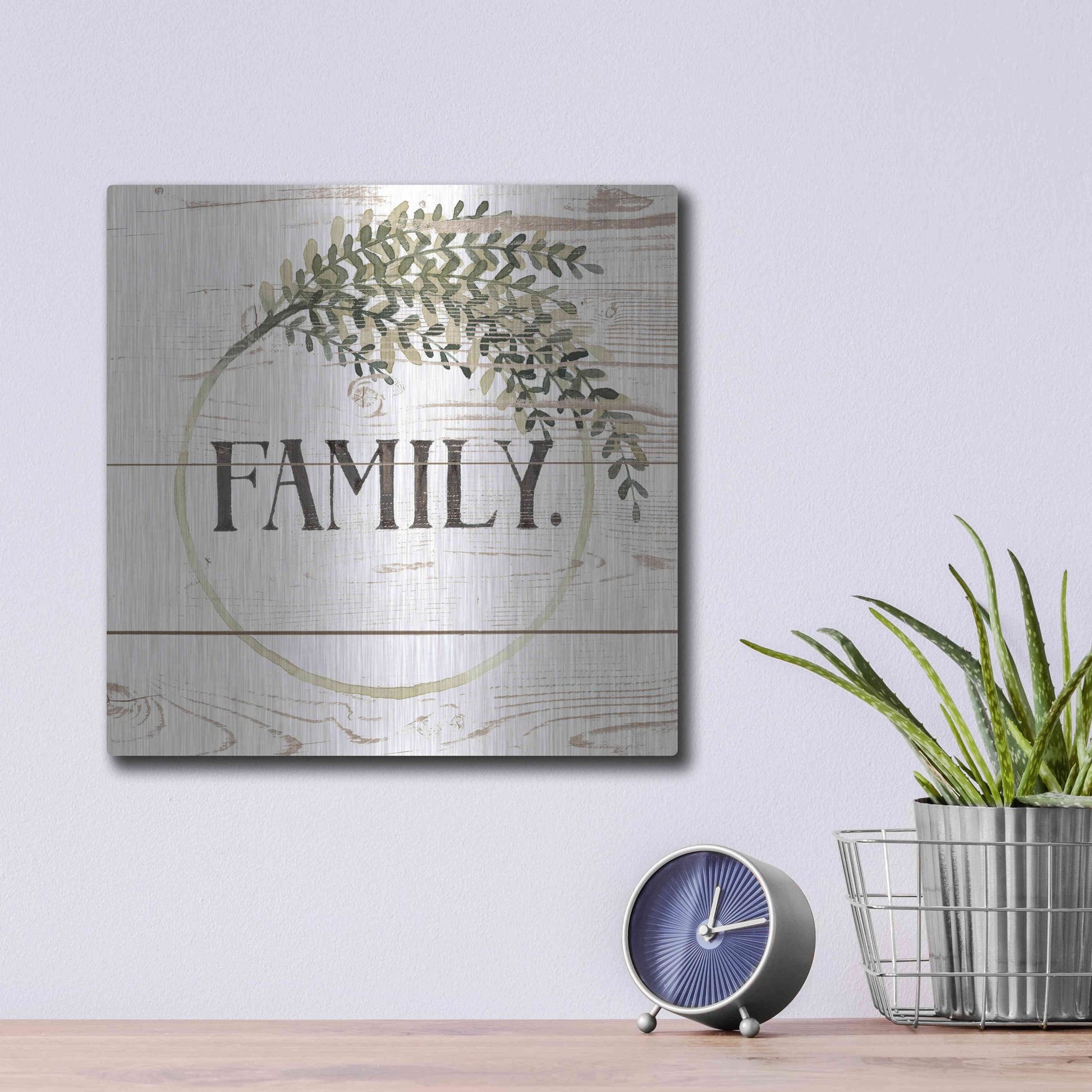 Luxe Metal Art 'Family Farmhouse II' by Grace Popp, Metal Wall Art,12x12