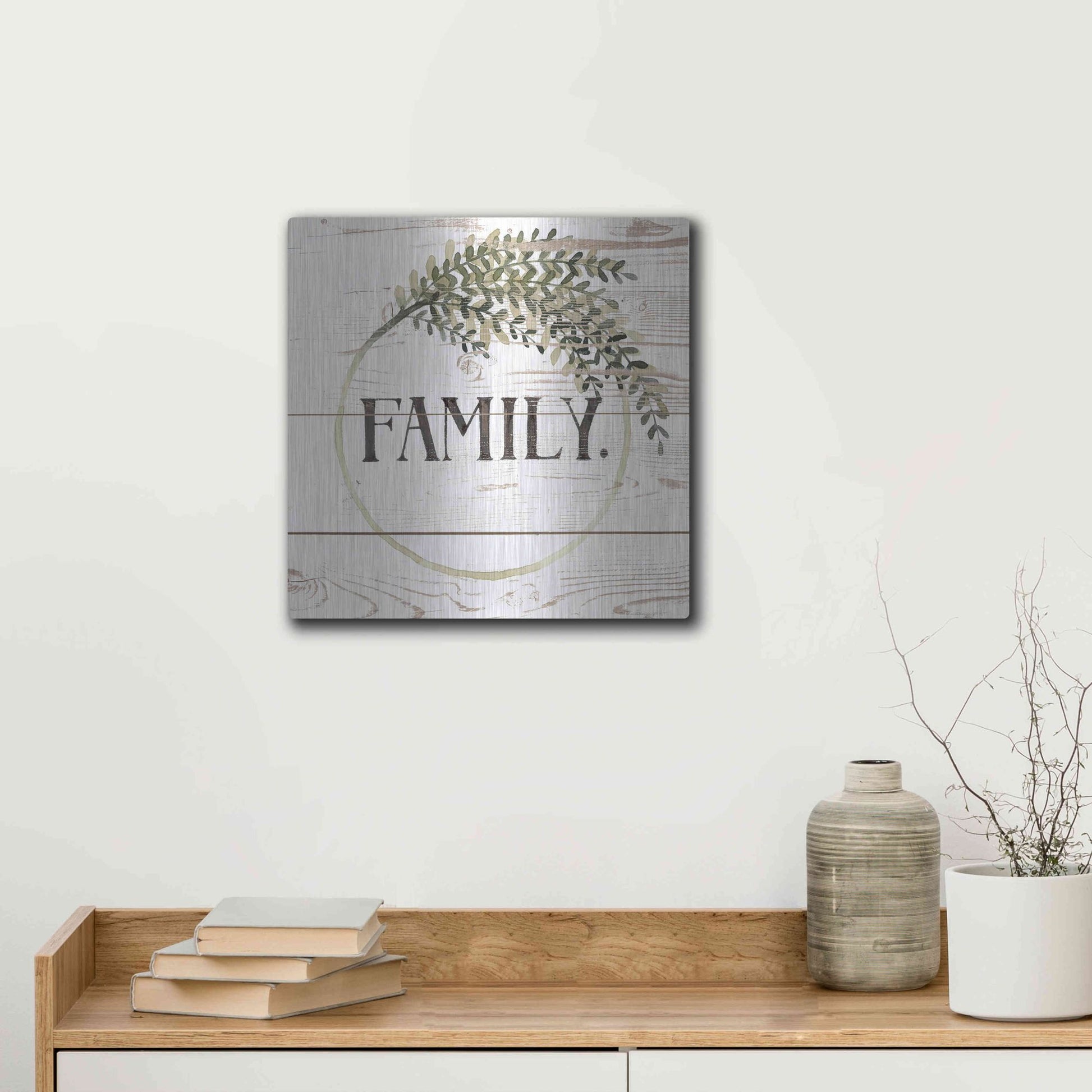 Luxe Metal Art 'Family Farmhouse II' by Grace Popp, Metal Wall Art,12x12