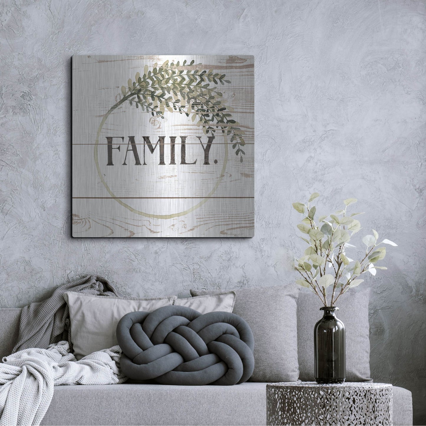 Luxe Metal Art 'Family Farmhouse II' by Grace Popp, Metal Wall Art,36x36