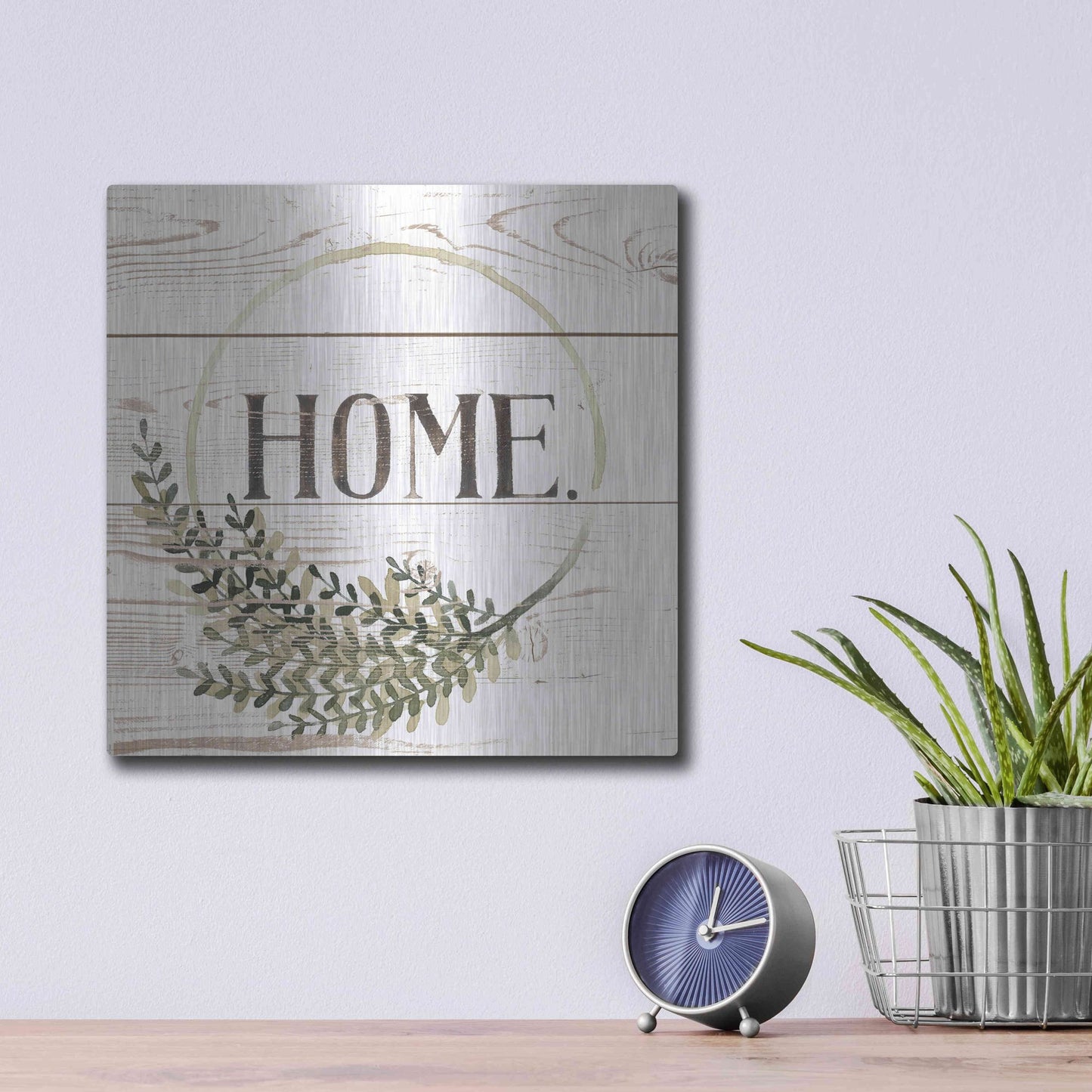 Luxe Metal Art 'Family Farmhouse I' by Grace Popp, Metal Wall Art,12x12