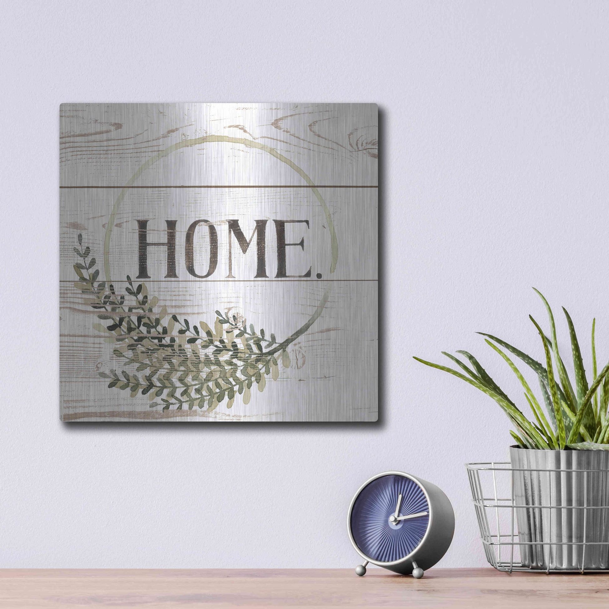 Luxe Metal Art 'Family Farmhouse I' by Grace Popp, Metal Wall Art,12x12