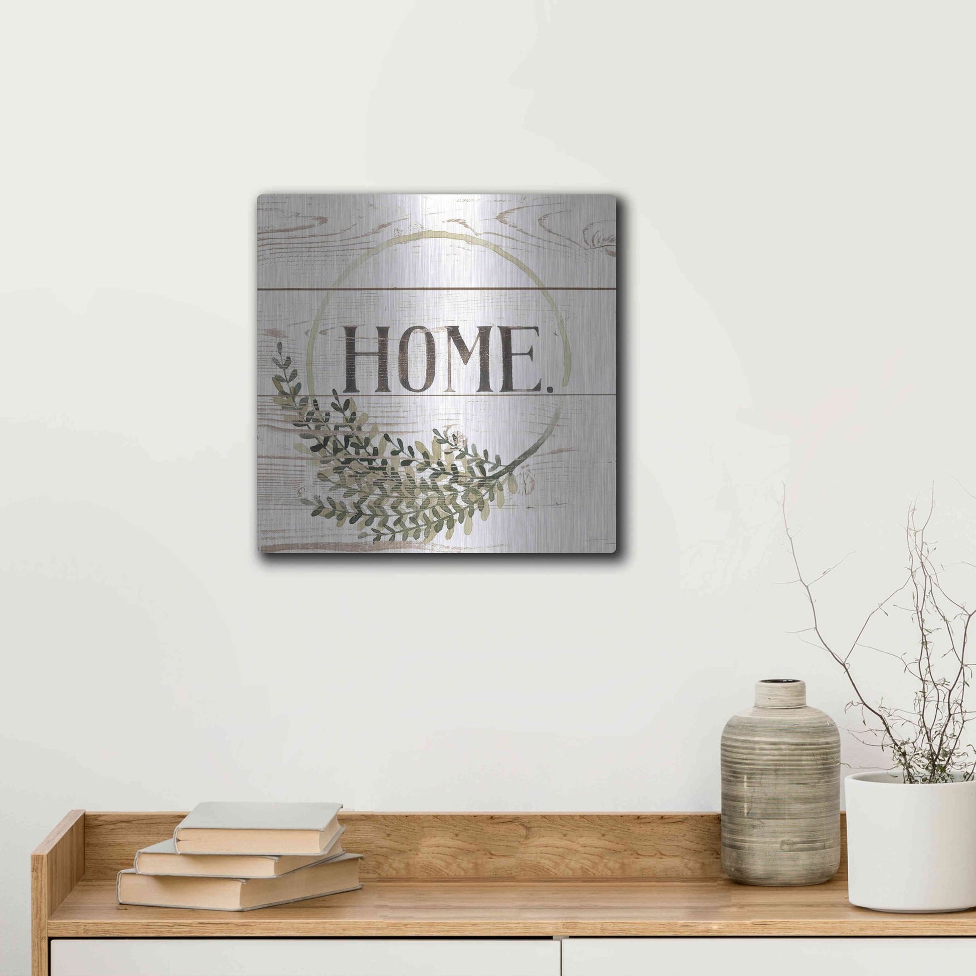 Luxe Metal Art 'Family Farmhouse I' by Grace Popp, Metal Wall Art,12x12