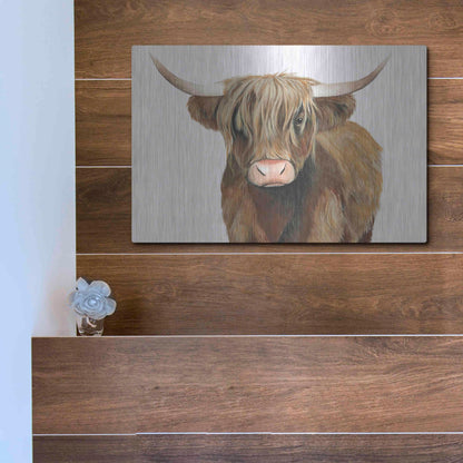 Luxe Metal Art 'Highland Cattle II' by Grace Popp, Metal Wall Art,16x12