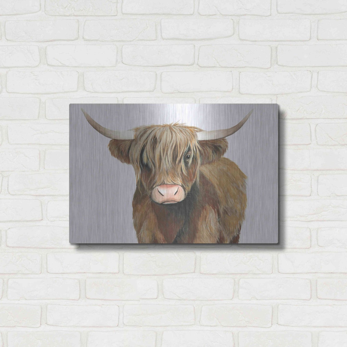 Luxe Metal Art 'Highland Cattle II' by Grace Popp, Metal Wall Art,24x16
