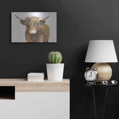Luxe Metal Art 'Highland Cattle II' by Grace Popp, Metal Wall Art,24x16