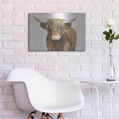 Luxe Metal Art 'Highland Cattle II' by Grace Popp, Metal Wall Art,24x16