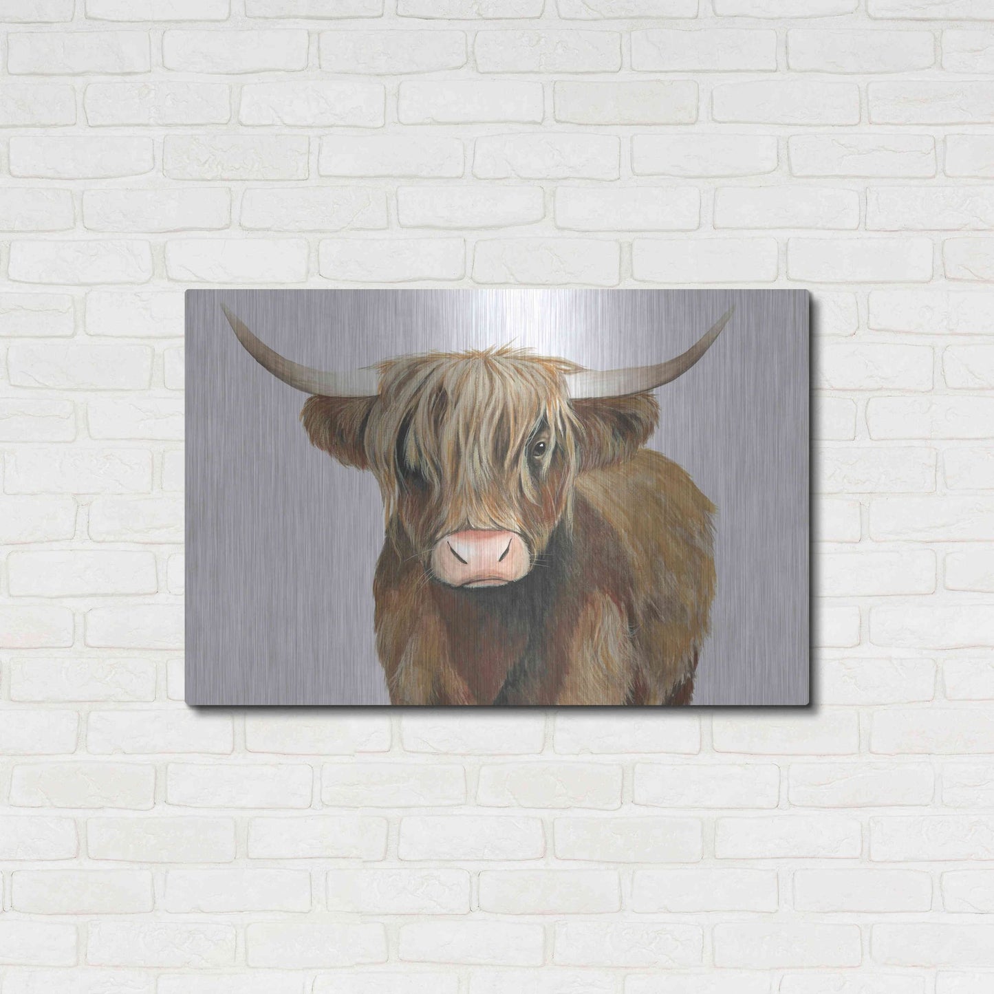 Luxe Metal Art 'Highland Cattle II' by Grace Popp, Metal Wall Art,36x24