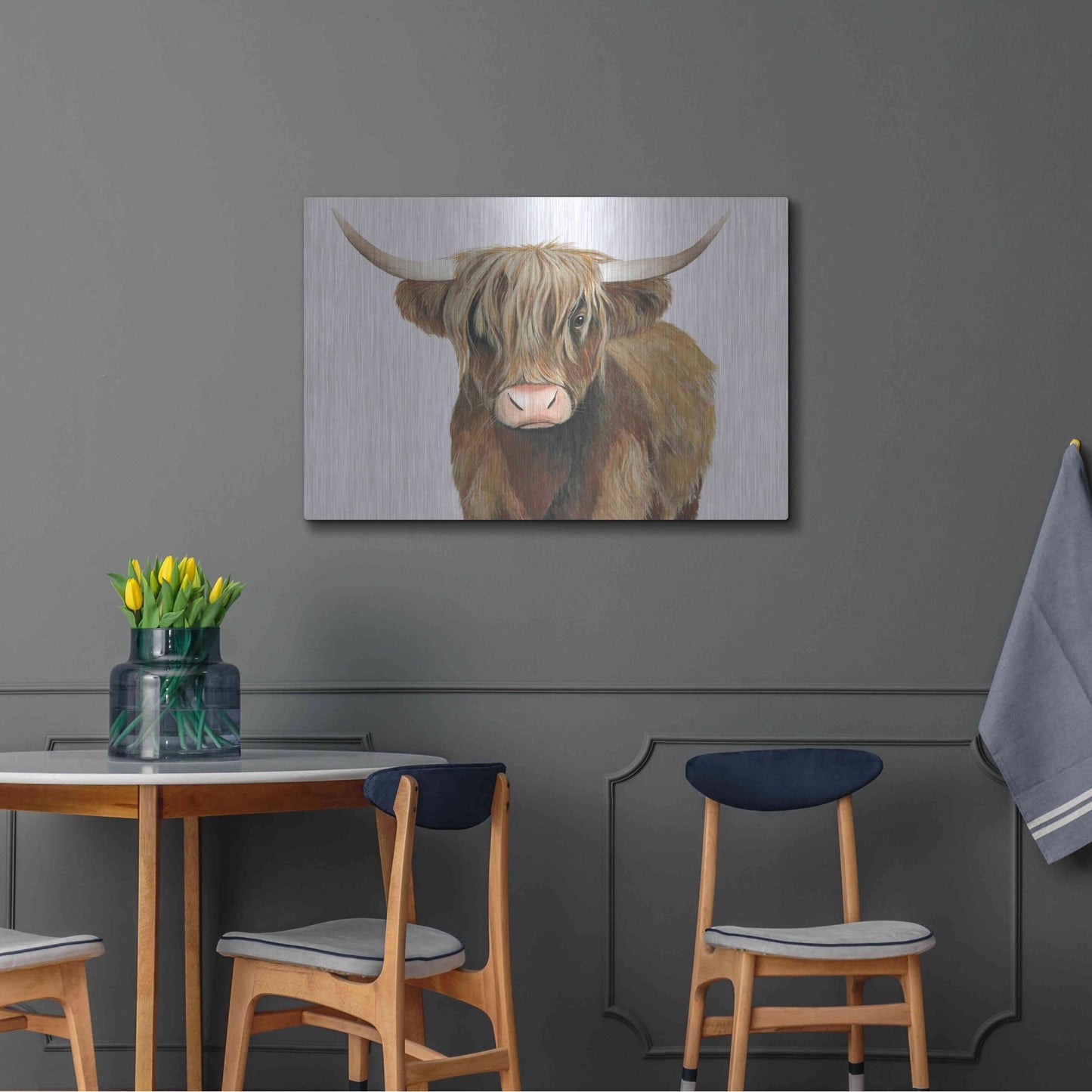 Luxe Metal Art 'Highland Cattle II' by Grace Popp, Metal Wall Art,36x24