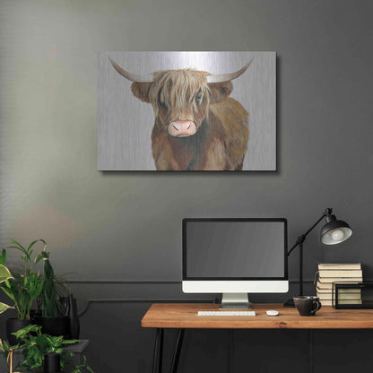 Luxe Metal Art 'Highland Cattle II' by Grace Popp, Metal Wall Art,36x24