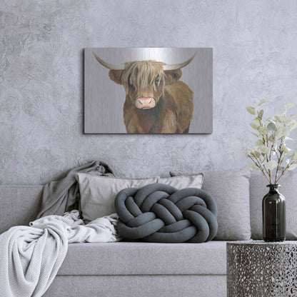 Luxe Metal Art 'Highland Cattle II' by Grace Popp, Metal Wall Art,36x24