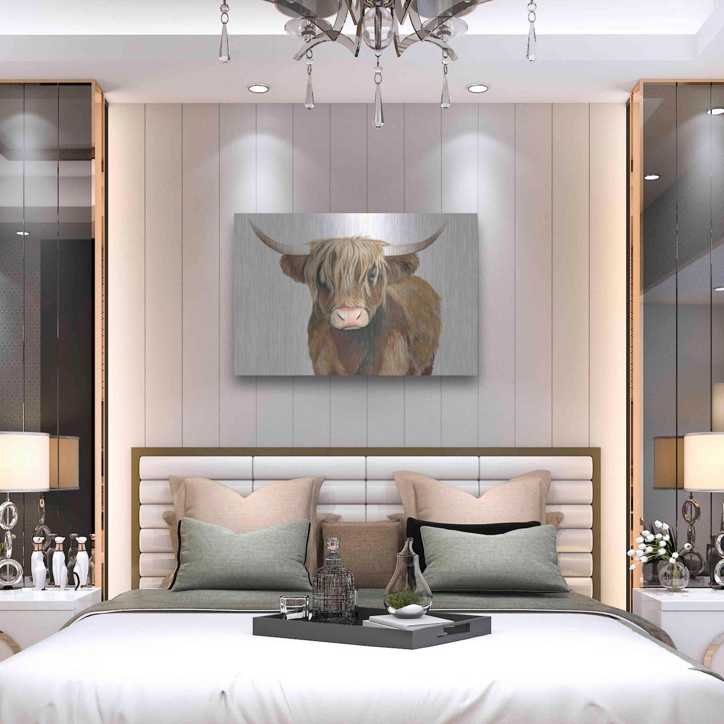 Luxe Metal Art 'Highland Cattle II' by Grace Popp, Metal Wall Art,36x24