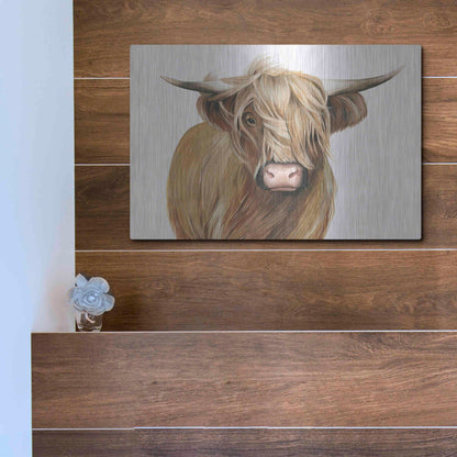 Luxe Metal Art 'Highland Cattle I' by Grace Popp, Metal Wall Art,16x12