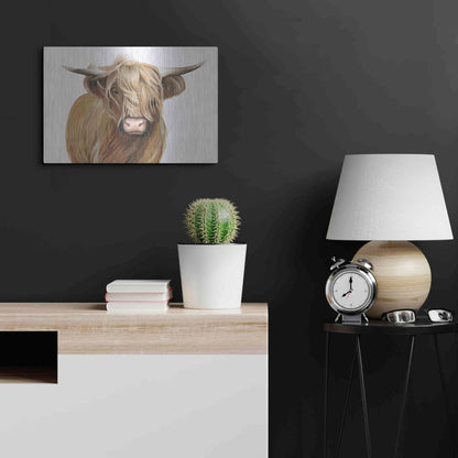 Luxe Metal Art 'Highland Cattle I' by Grace Popp, Metal Wall Art,24x16