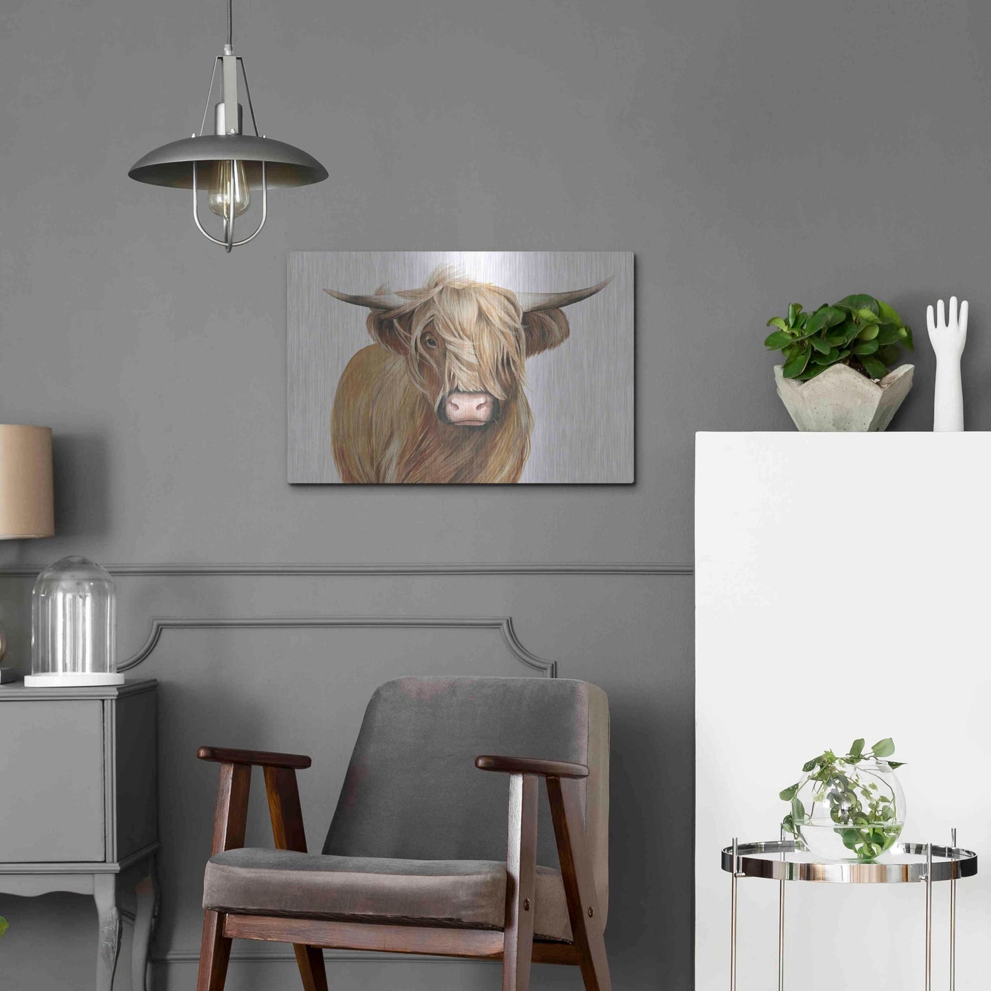 Luxe Metal Art 'Highland Cattle I' by Grace Popp, Metal Wall Art,24x16