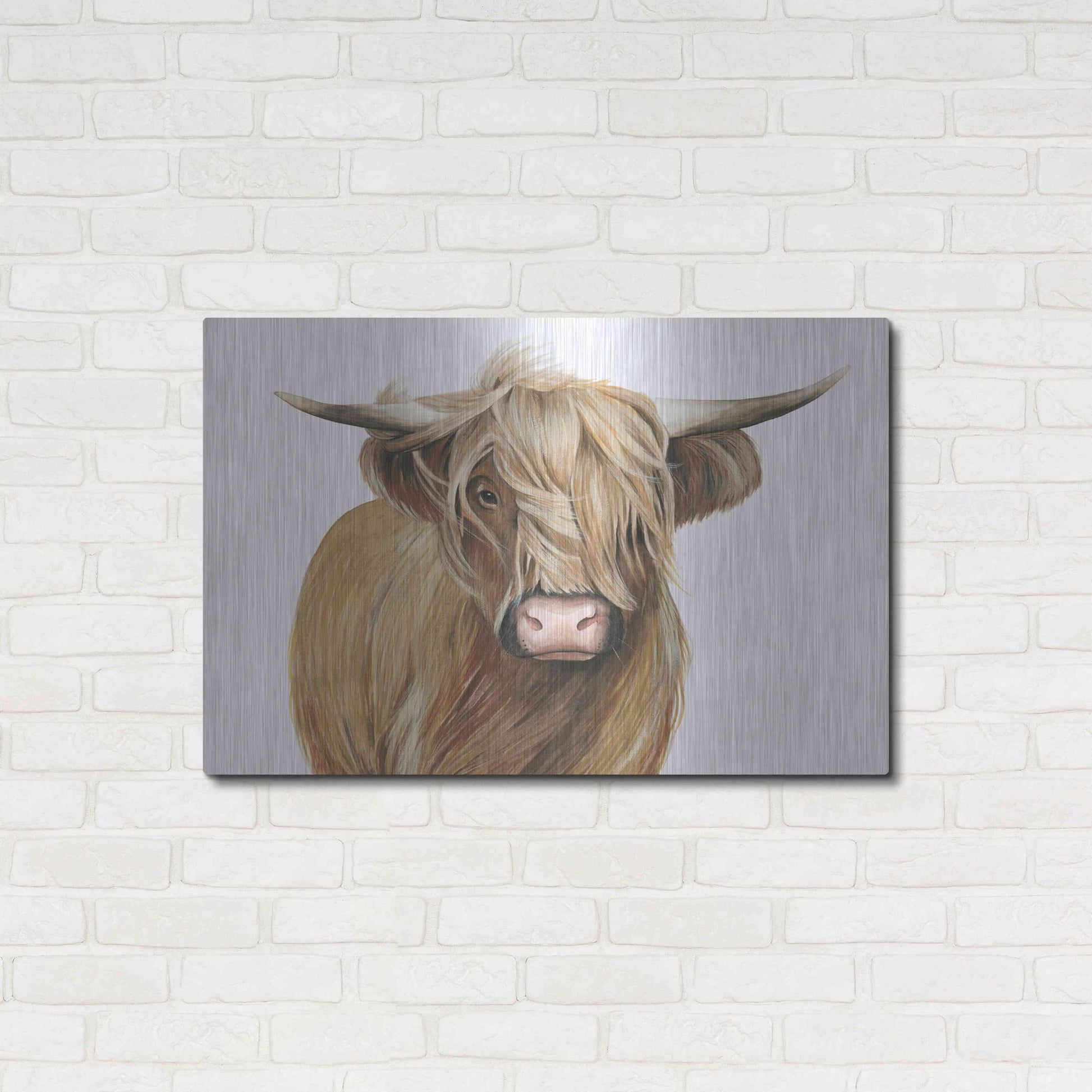 Luxe Metal Art 'Highland Cattle I' by Grace Popp, Metal Wall Art,36x24