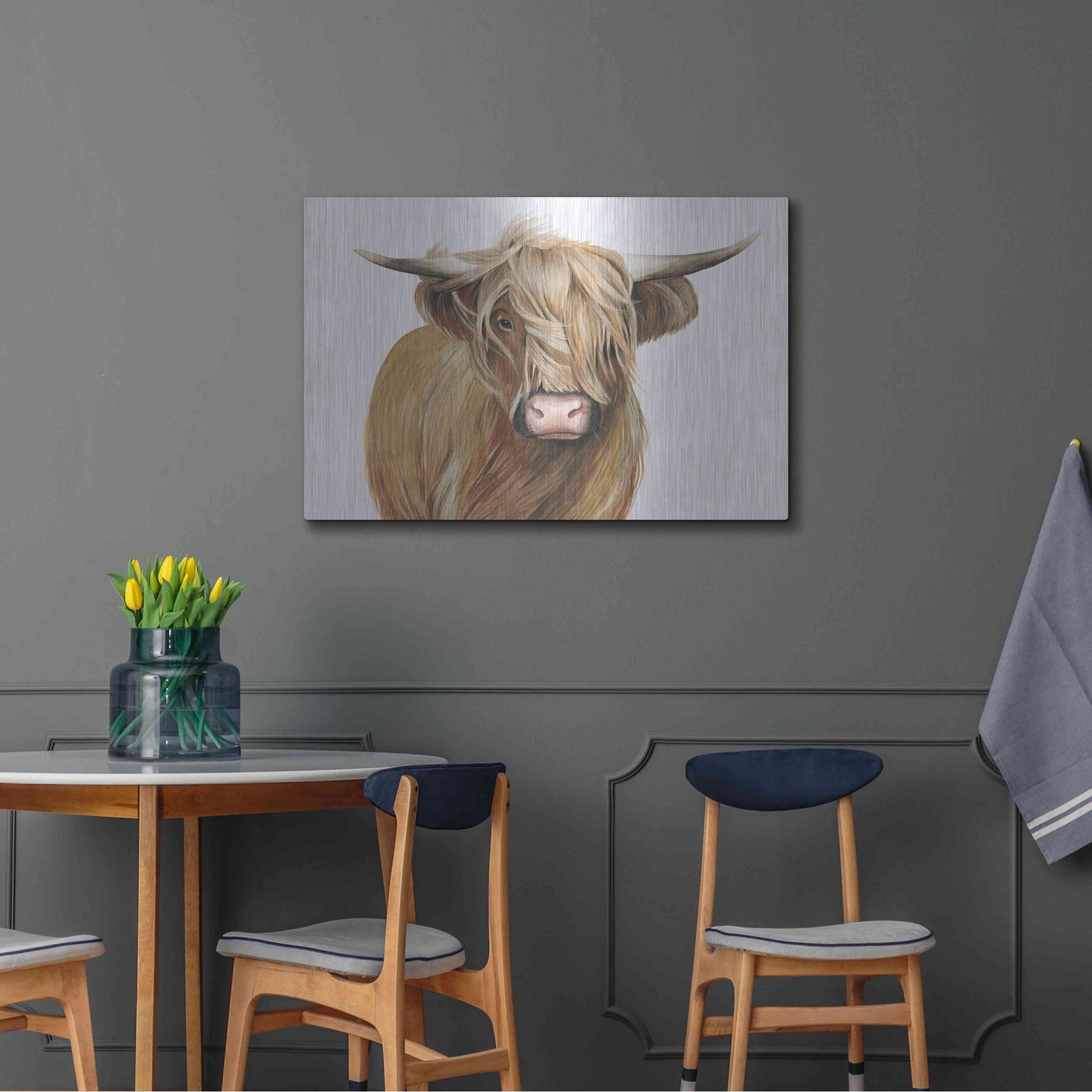 Luxe Metal Art 'Highland Cattle I' by Grace Popp, Metal Wall Art,36x24