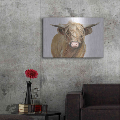 Luxe Metal Art 'Highland Cattle I' by Grace Popp, Metal Wall Art,36x24