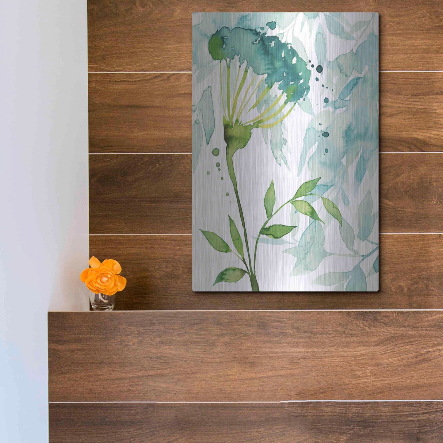 Luxe Metal Art 'Flower and Leaf Layers II' by Grace Popp, Metal Wall Art,12x16