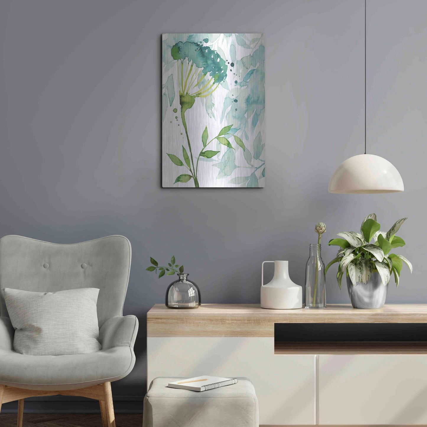 Luxe Metal Art 'Flower and Leaf Layers II' by Grace Popp, Metal Wall Art,16x24