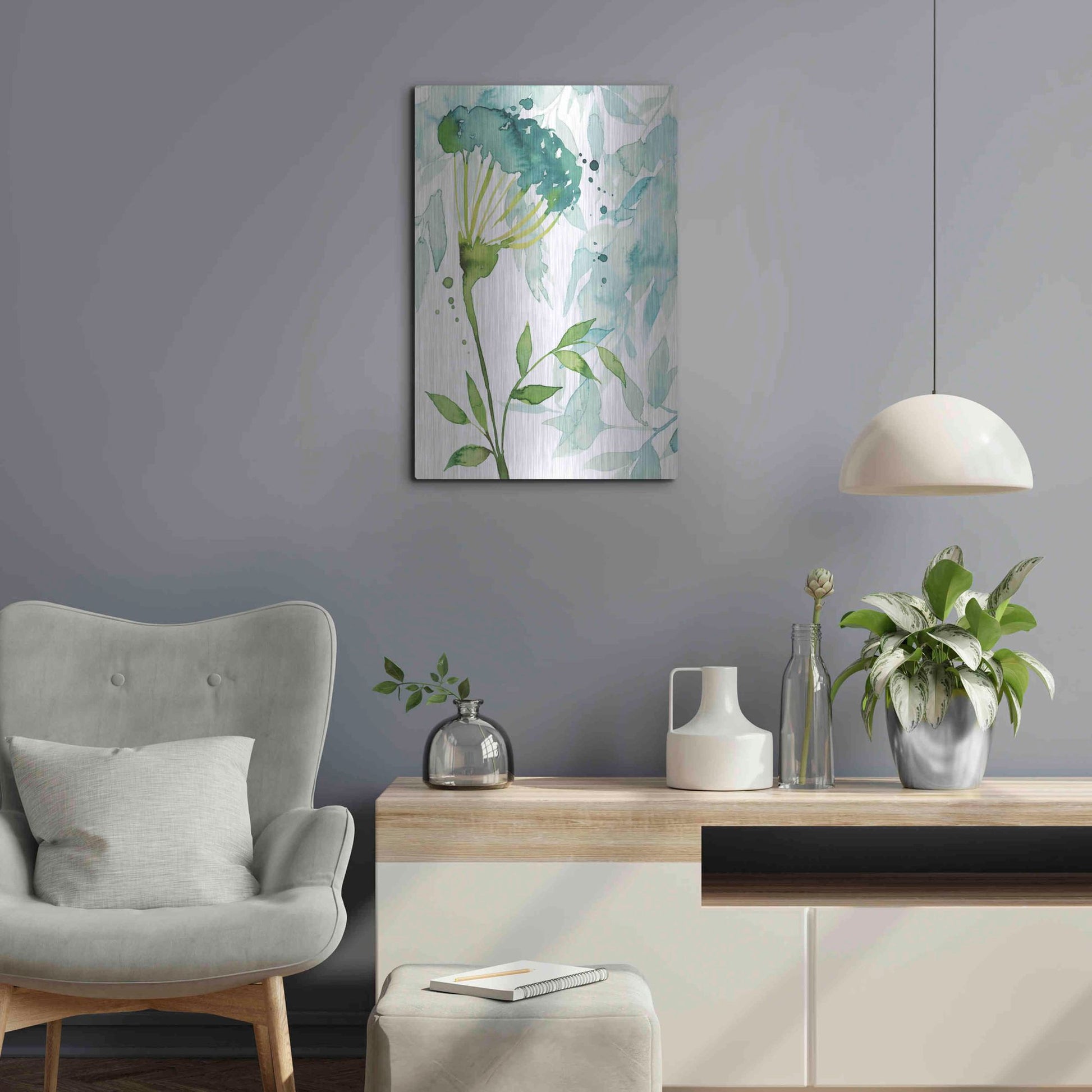 Luxe Metal Art 'Flower and Leaf Layers II' by Grace Popp, Metal Wall Art,16x24