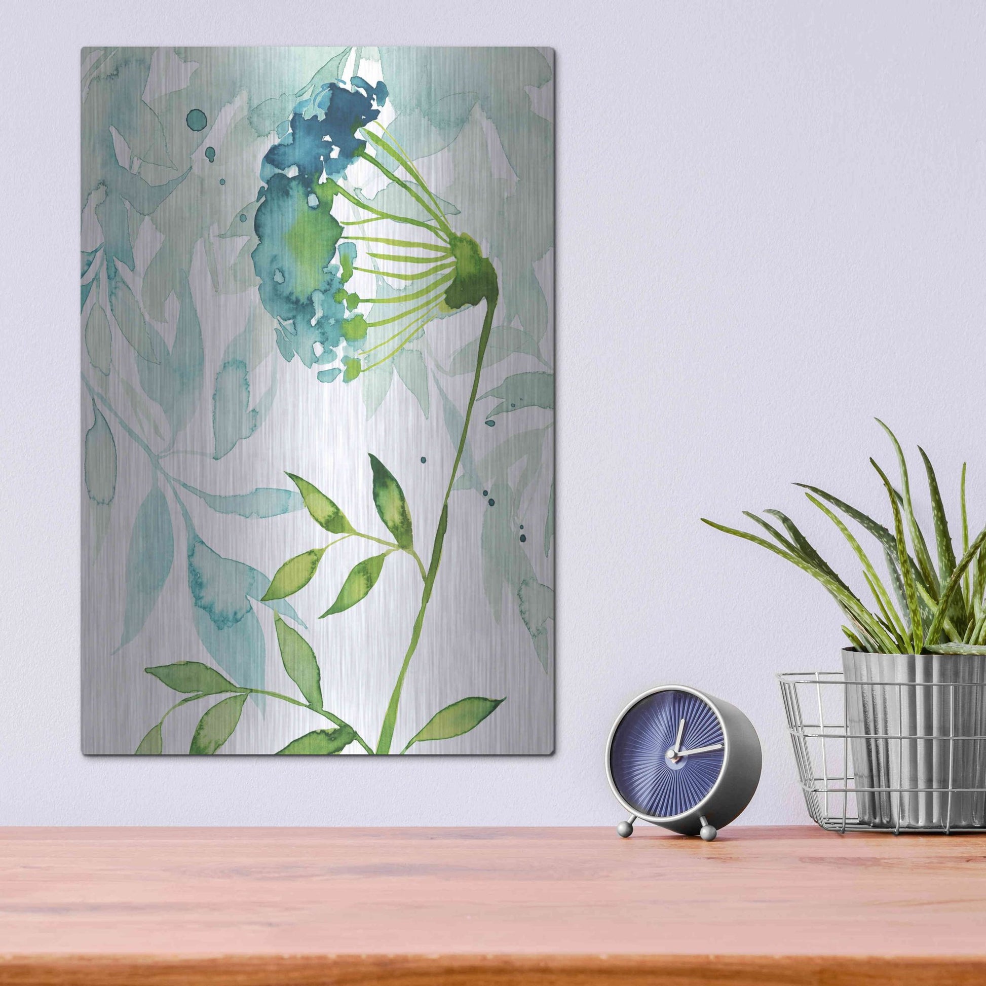 Luxe Metal Art 'Flower and Leaf Layers I' by Grace Popp, Metal Wall Art,12x16