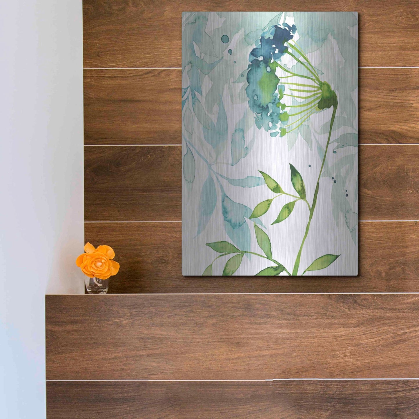 Luxe Metal Art 'Flower and Leaf Layers I' by Grace Popp, Metal Wall Art,12x16