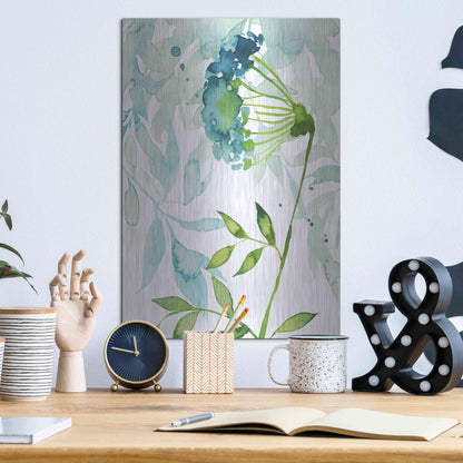 Luxe Metal Art 'Flower and Leaf Layers I' by Grace Popp, Metal Wall Art,12x16