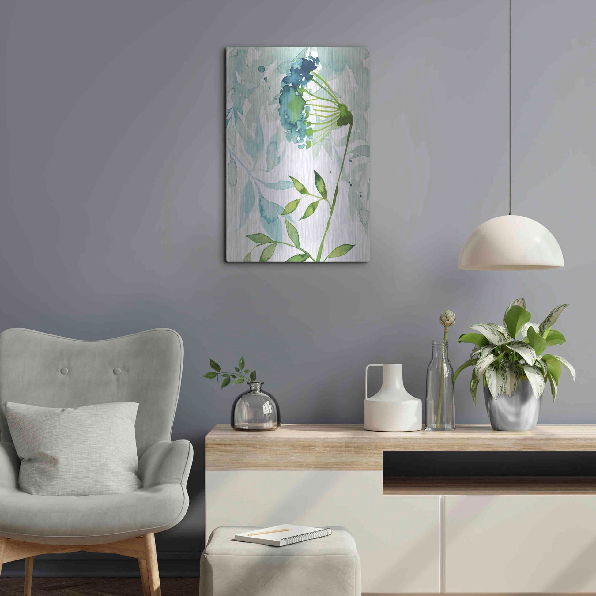 Luxe Metal Art 'Flower and Leaf Layers I' by Grace Popp, Metal Wall Art,16x24